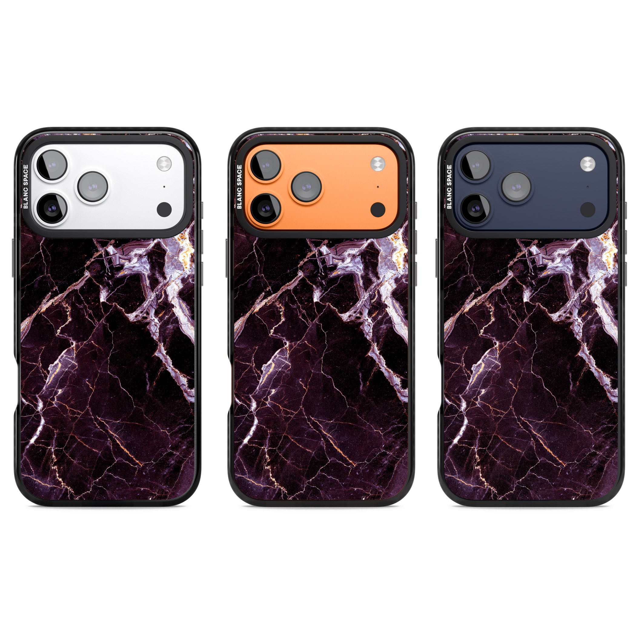 Violet Shatter Marble iPhone 17 Pro Impact Black Phone Case APT Impact Protection