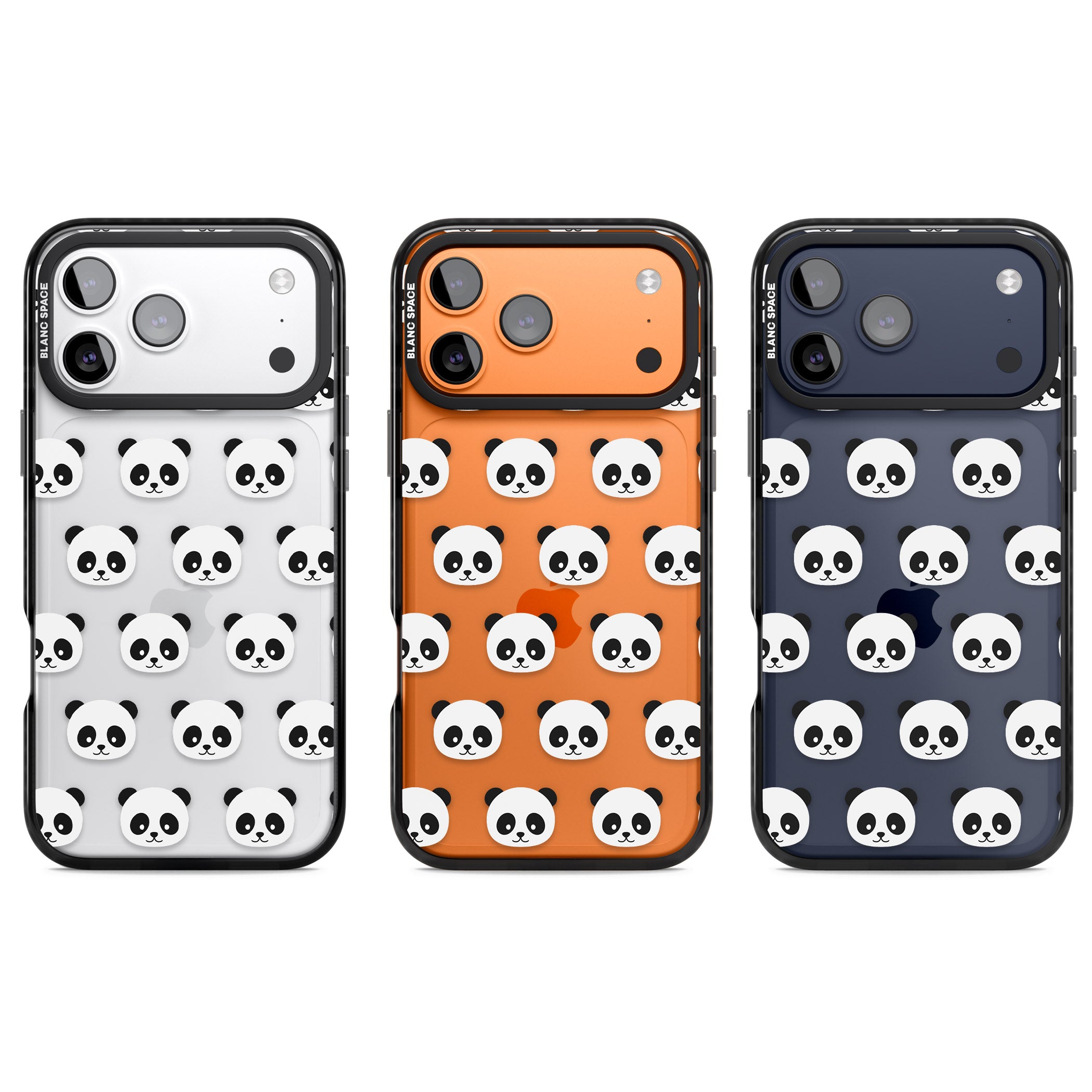 Panda Face Pattern iPhone 17 Pro Impact Black Phone Case APT Impact Protection