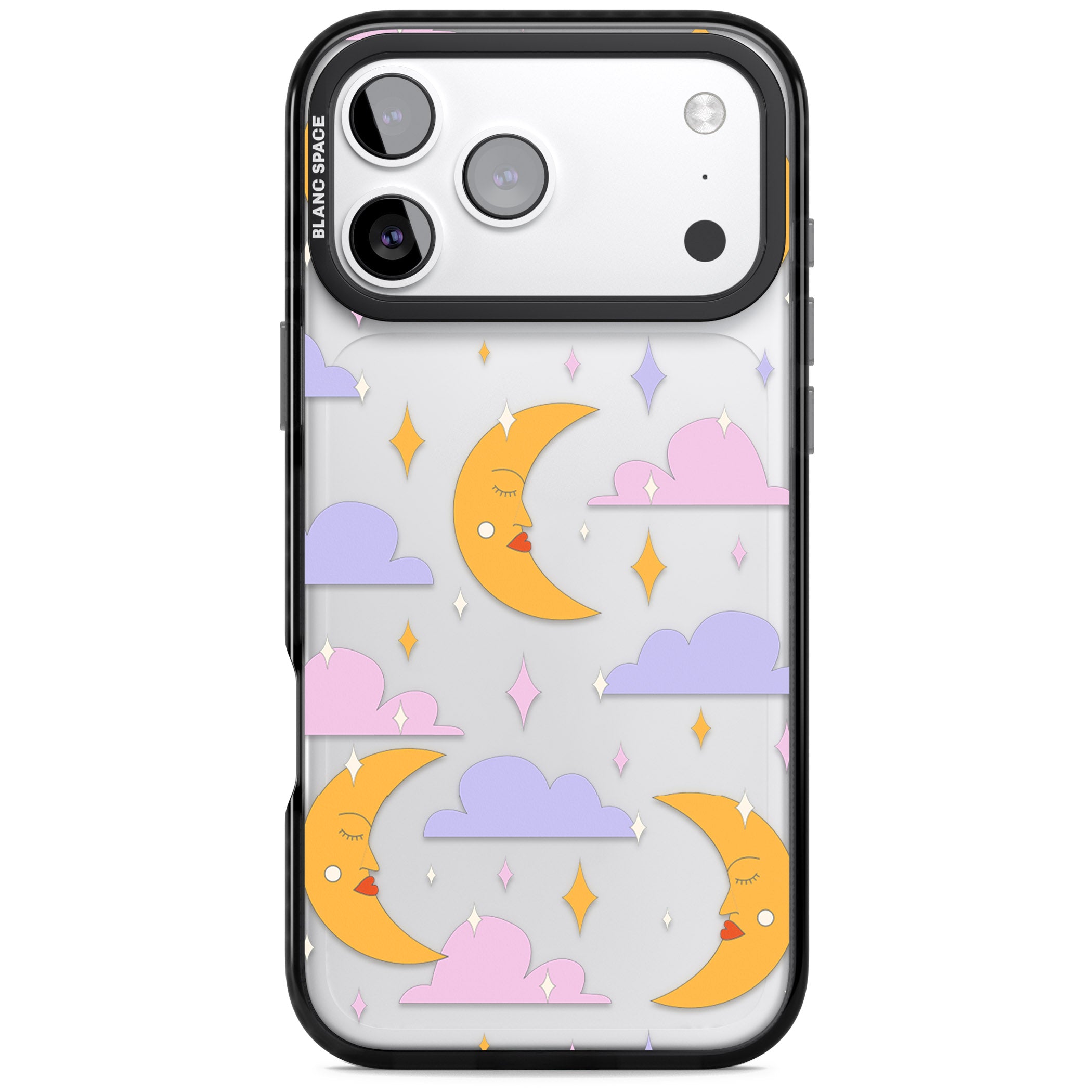 Moons & Clouds iPhone 17 Pro Max Impact Black Phone Case