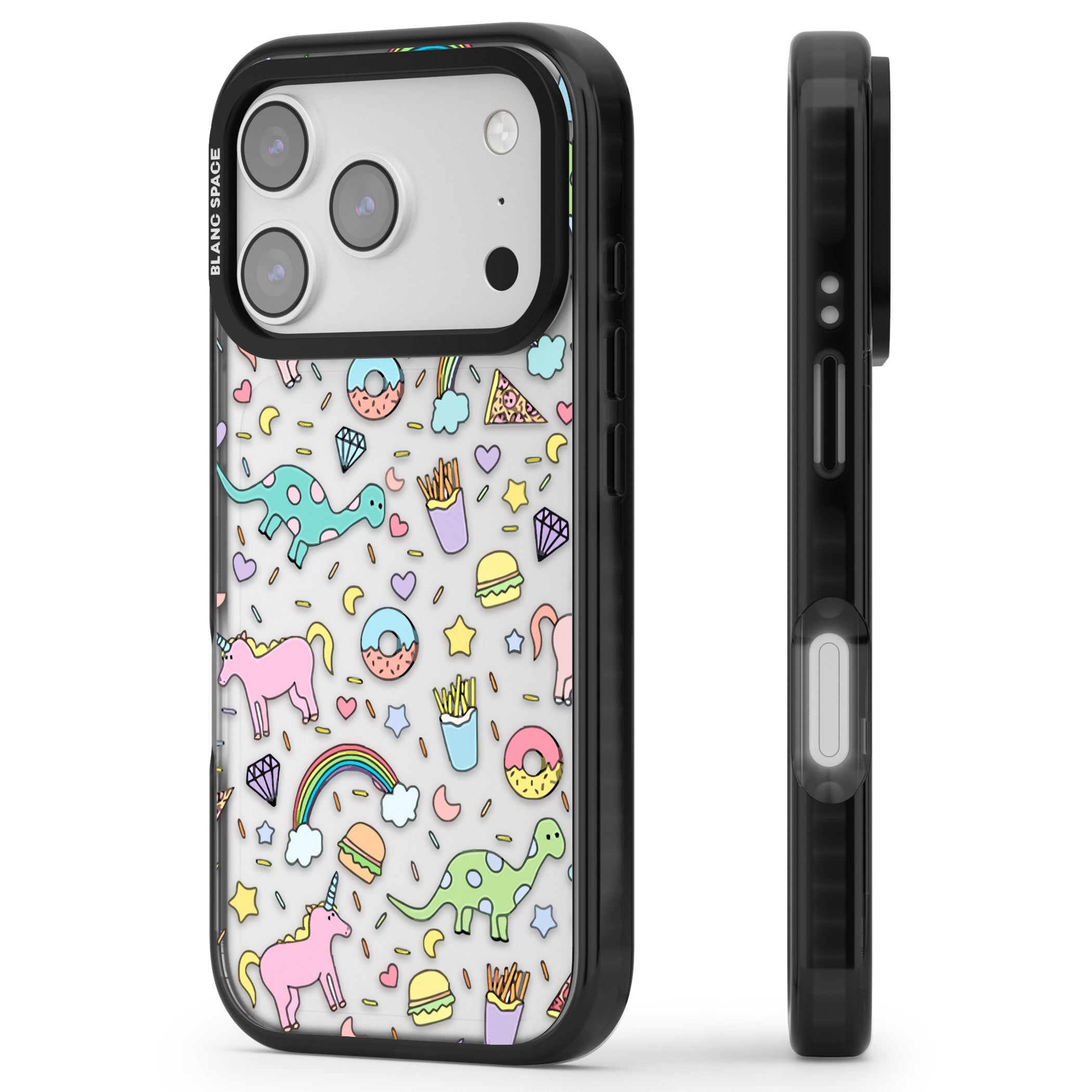 Cute Pattern iPhone 17 Pro Max Impact Black Phone Case Side Profile
