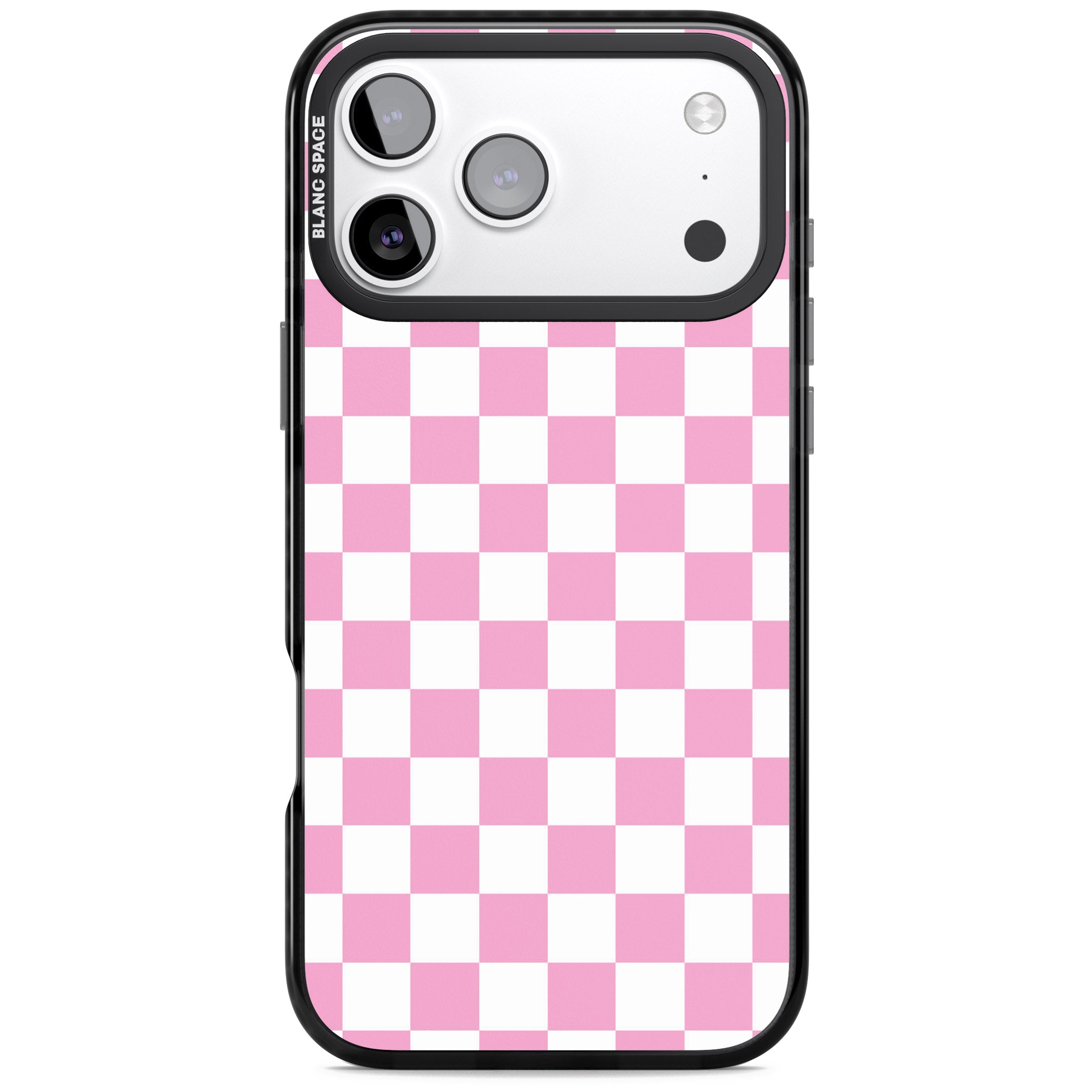 Pink Checkered iPhone 17 Pro Max Impact Black Phone Case