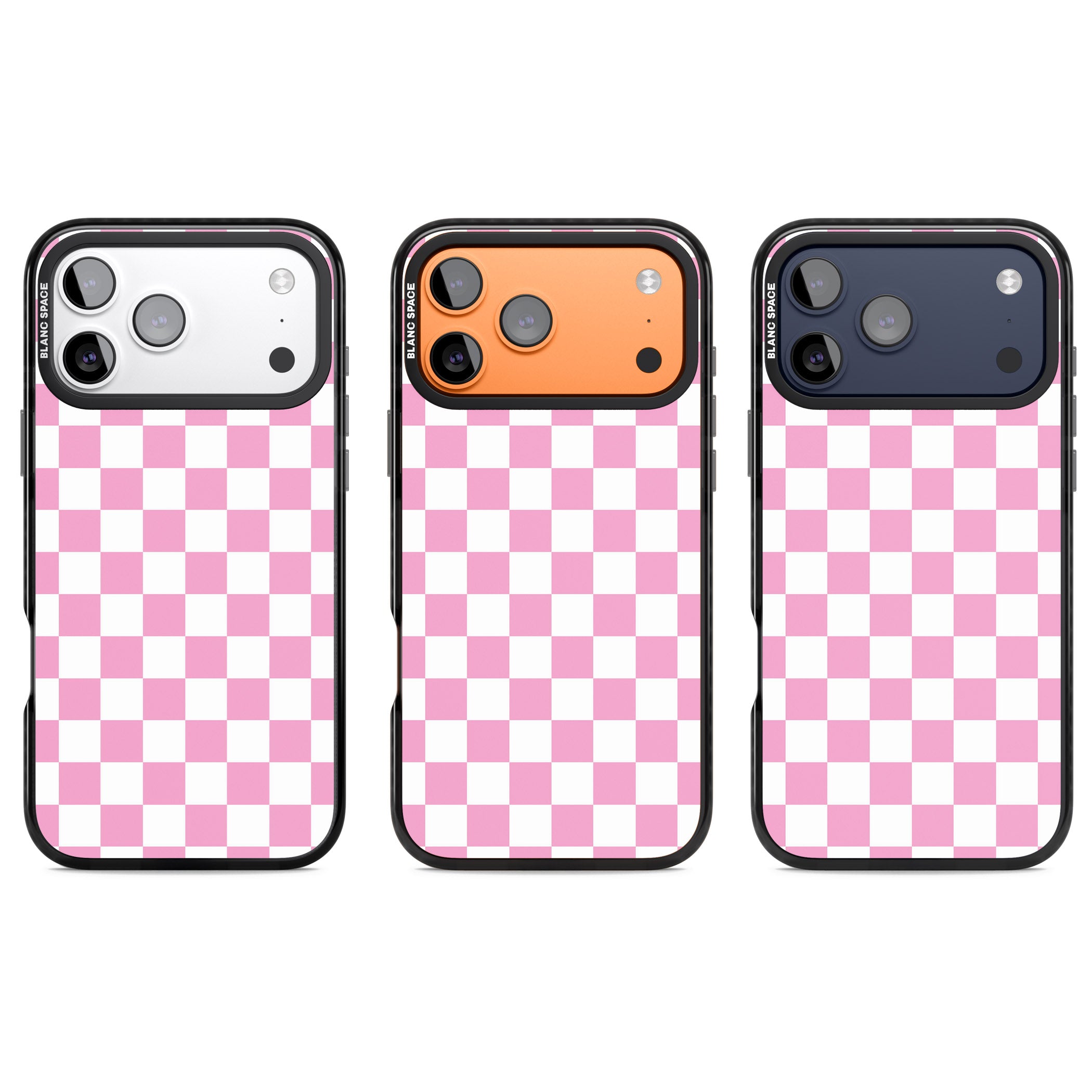 Pink Checkered iPhone 17 Pro Impact Black Phone Case APT Impact Protection