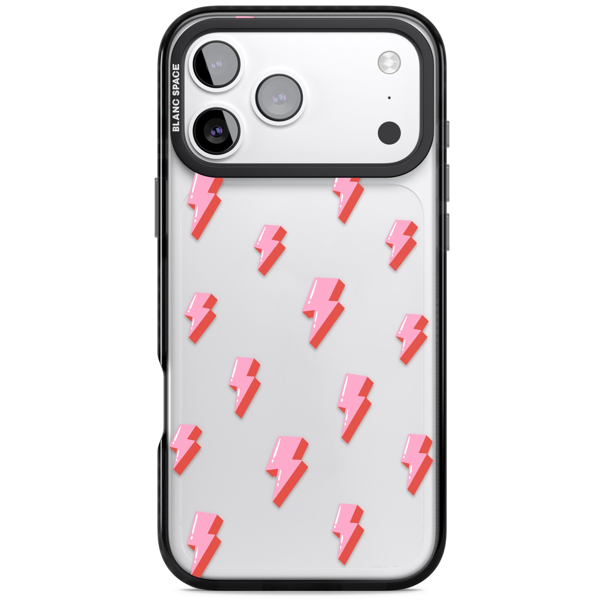 Pink Bolt Pattern iPhone 17 Pro Max Impact Black Phone Case
