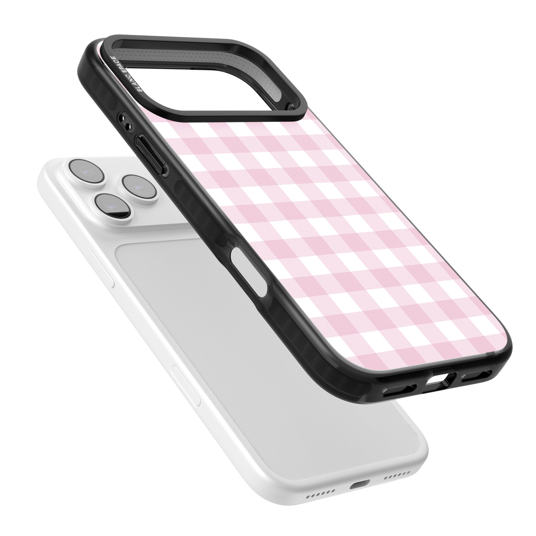 Pink Gingham Pattern iPhone 17 Pro Max Impact Black Phone Case Colours