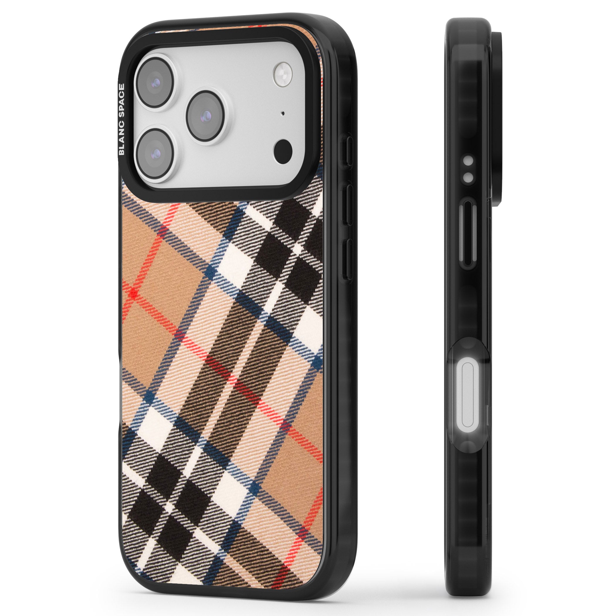 Haymarket Check iPhone 17 Pro Max Impact Black Phone Case Side Profile