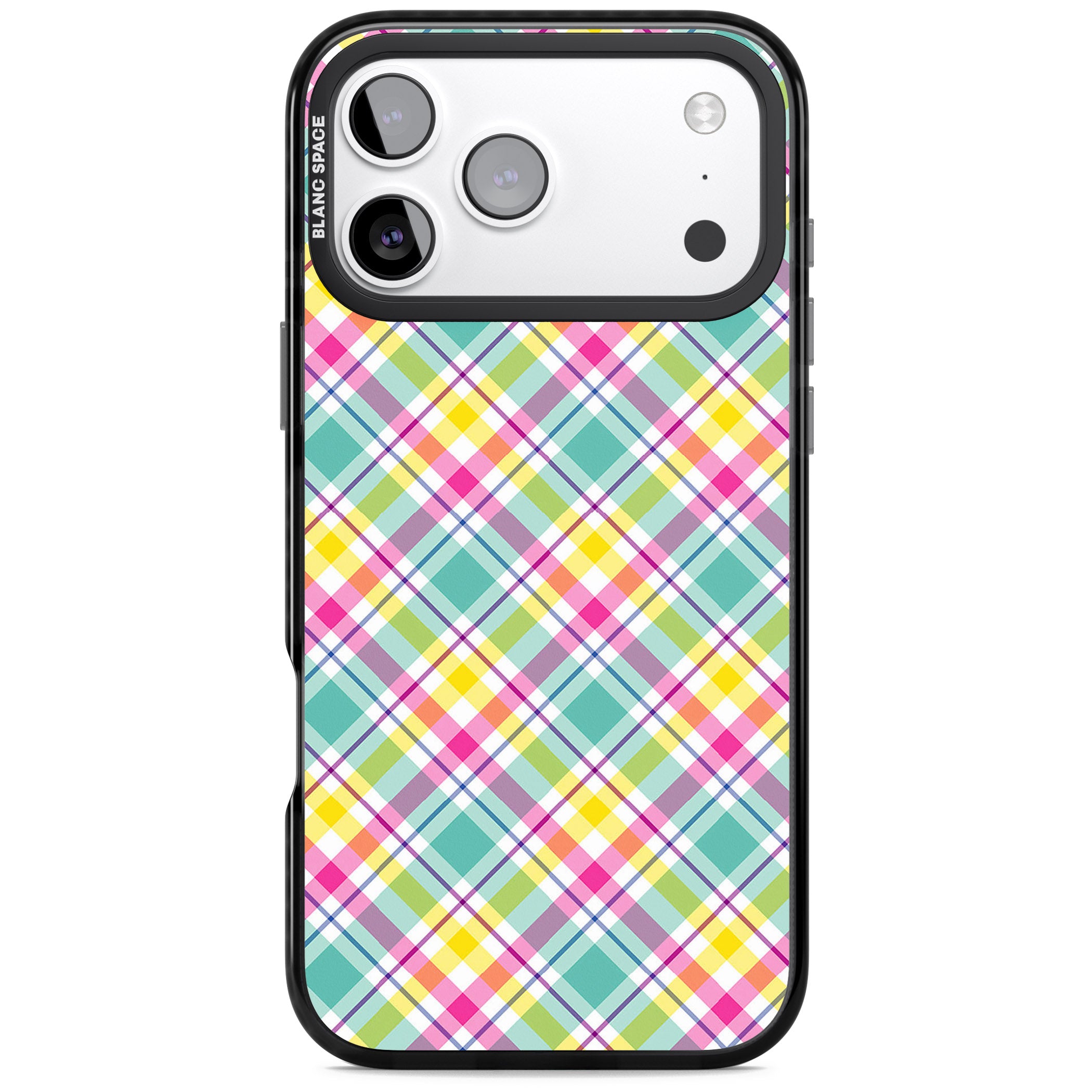 Crosshatch Plaid iPhone 17 Pro Max Impact Black Phone Case
