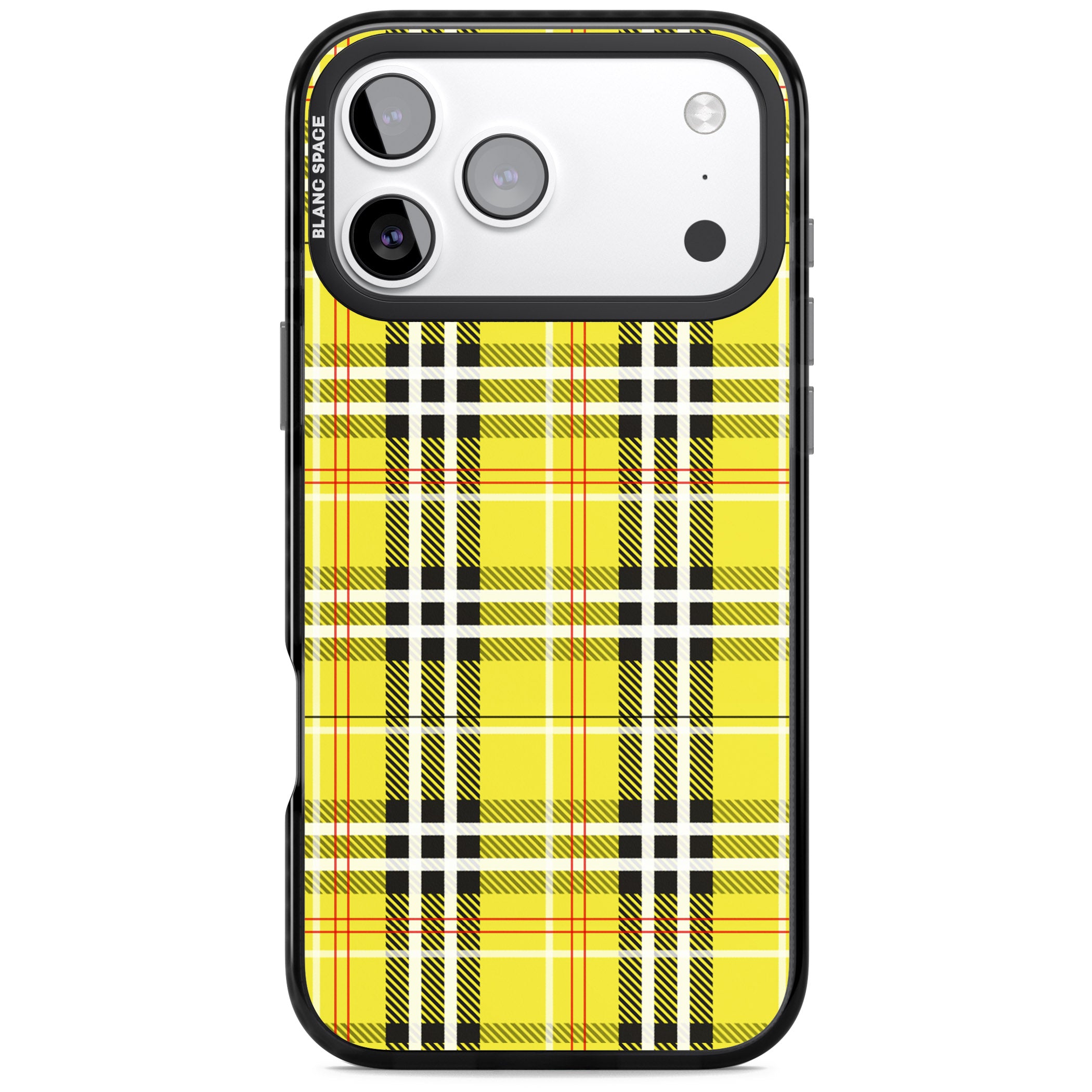 Yellow Plaid iPhone 17 Pro Max Impact Black Phone Case