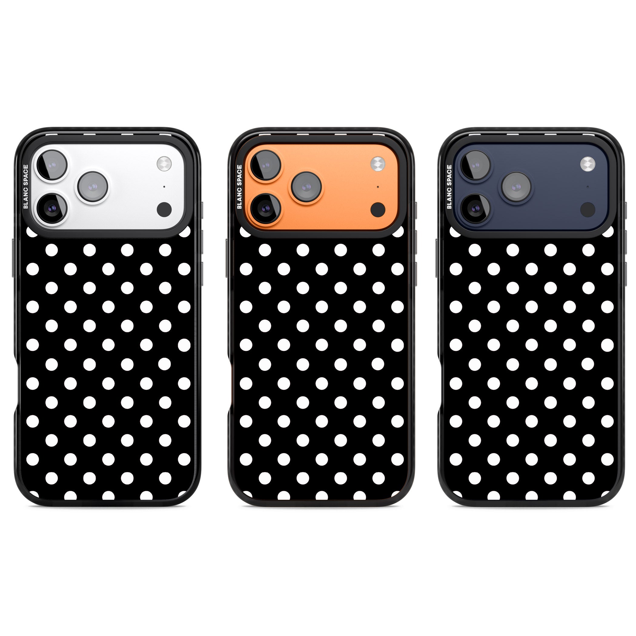 Designer Chic Black Polka Dot iPhone 17 Pro Impact Black Phone Case APT Impact Protection