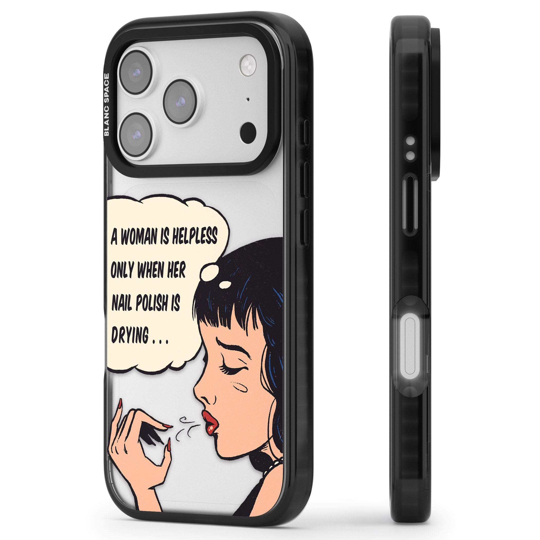 Drying Nails Pop Art iPhone 17 Pro Max Impact Black Phone Case Side Profile
