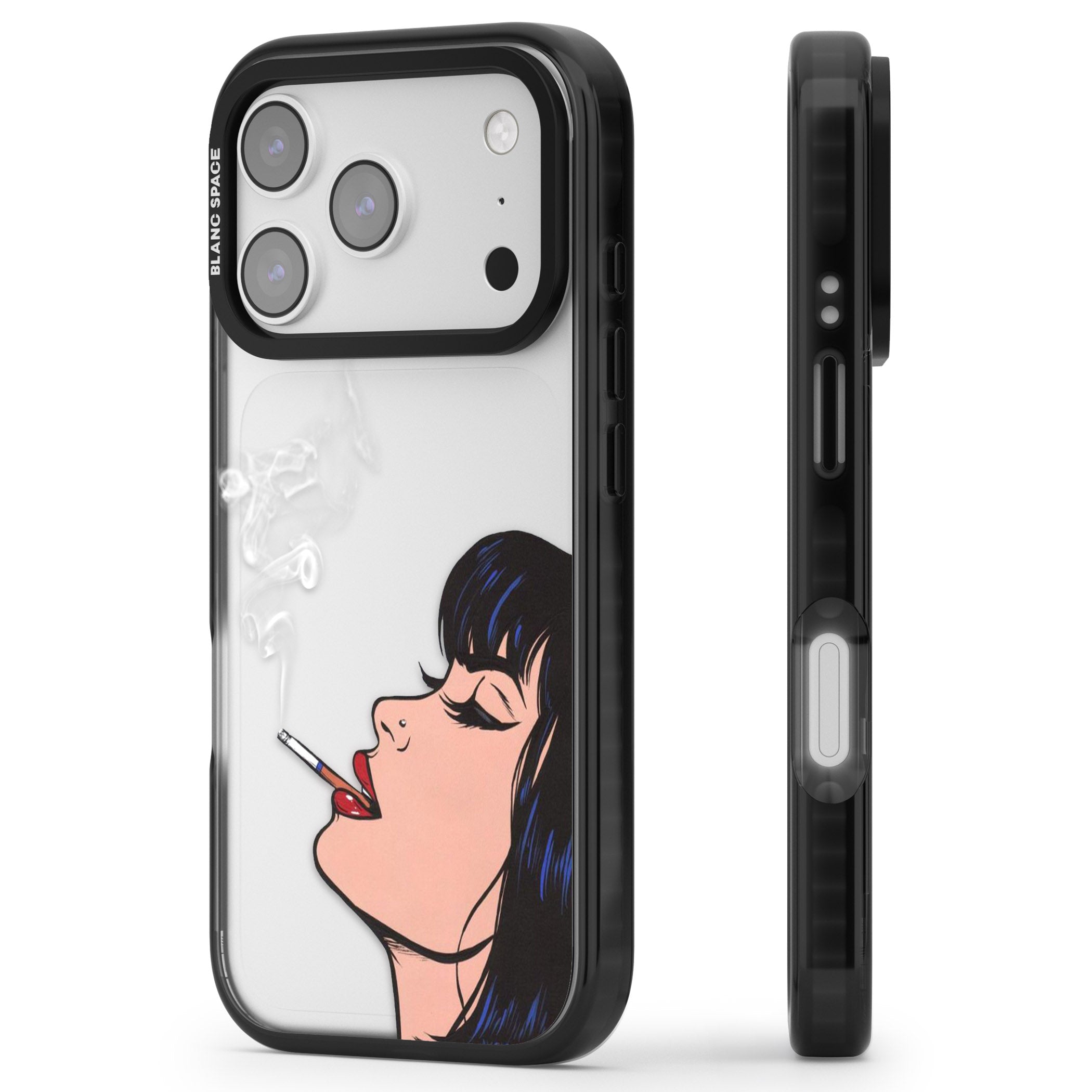 Stress Relief Pop Art iPhone 17 Pro Max Impact Black Phone Case Side Profile