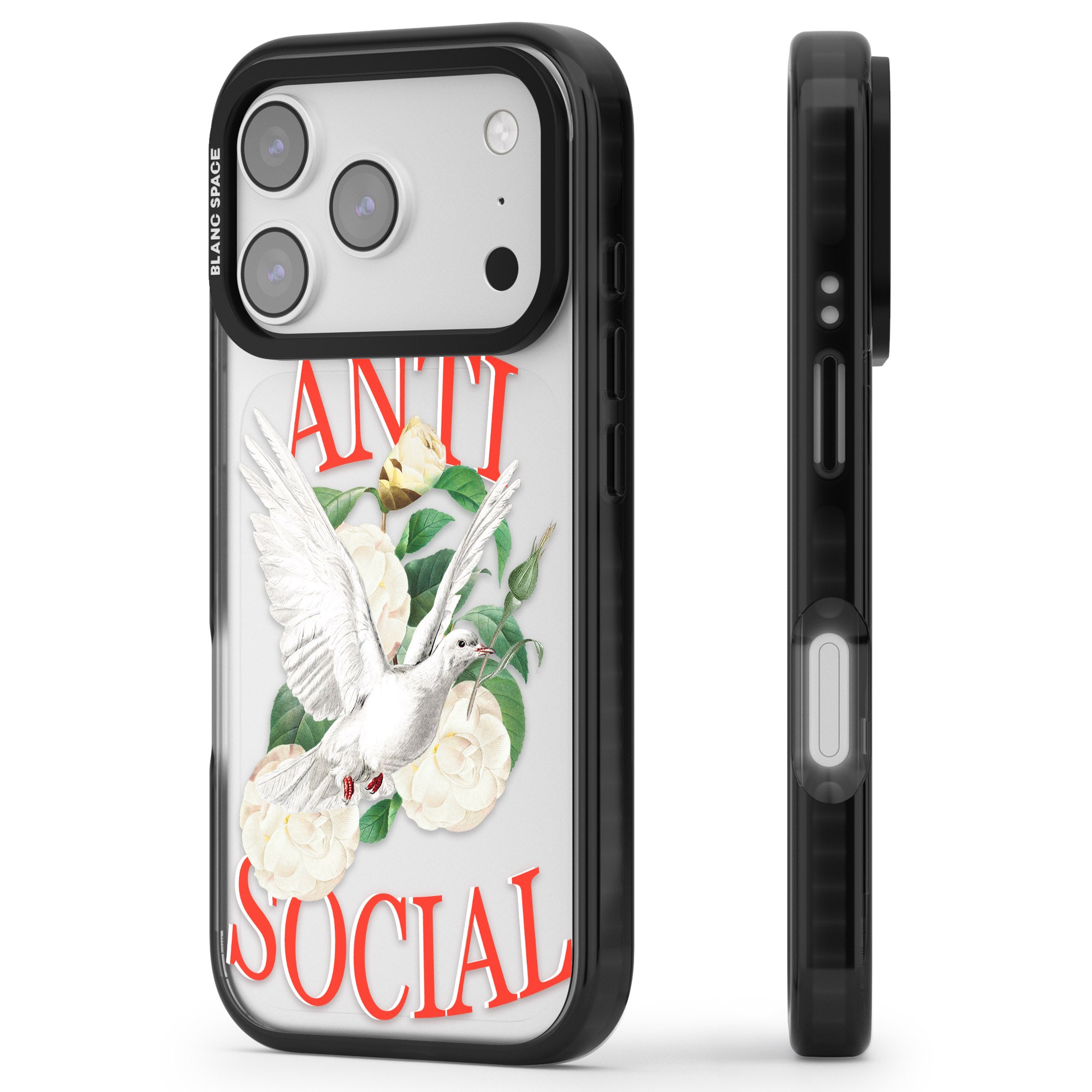 Anti Social iPhone 17 Pro Max Impact Black Phone Case Side Profile