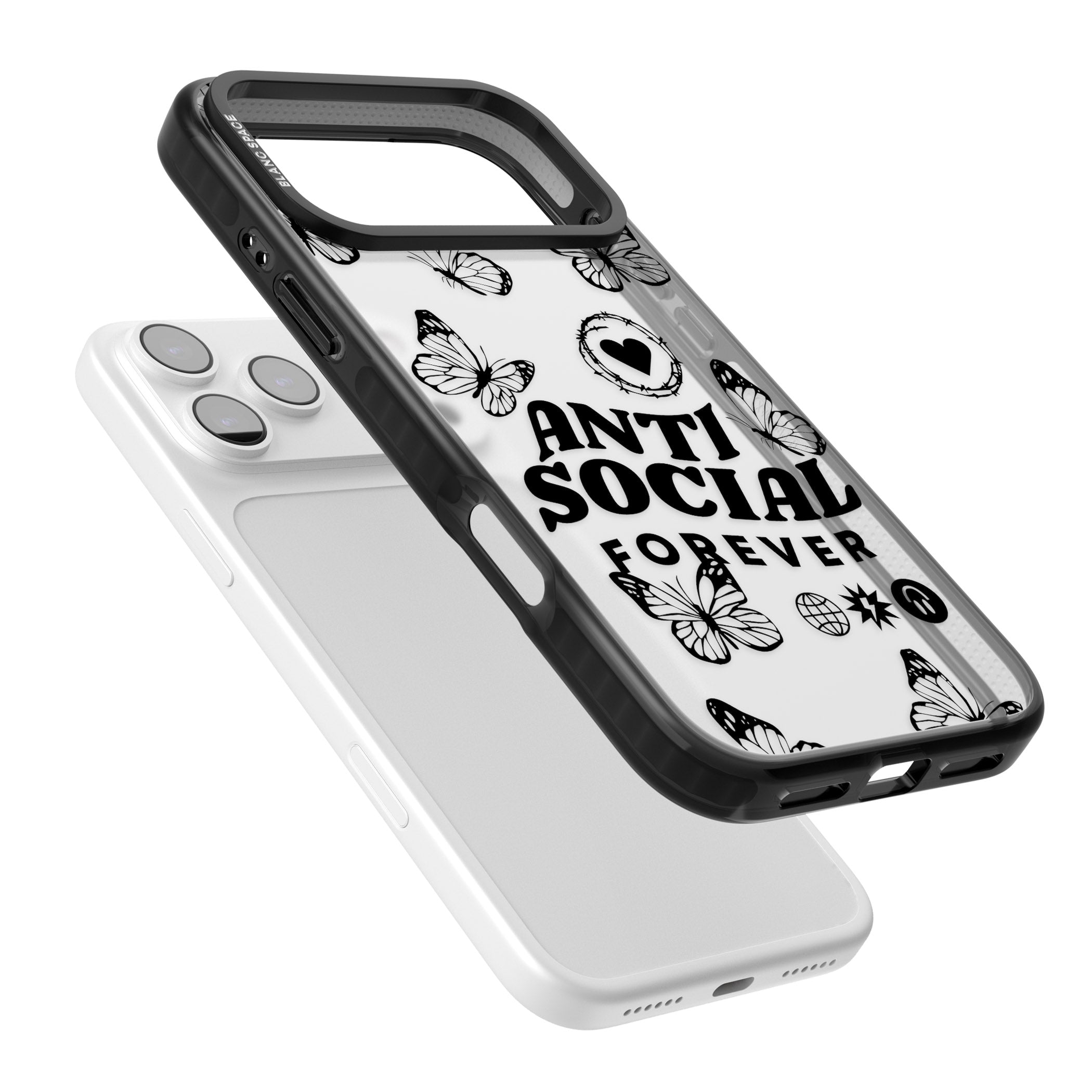 Anti Social Forever iPhone 17 Pro Max Impact Black Phone Case Colours