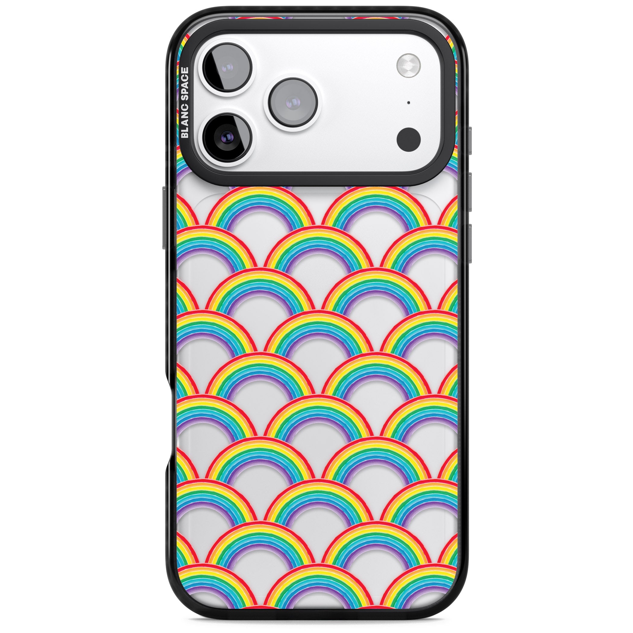Rainbow Arc Pattern iPhone 17 Pro Max Impact Black Phone Case
