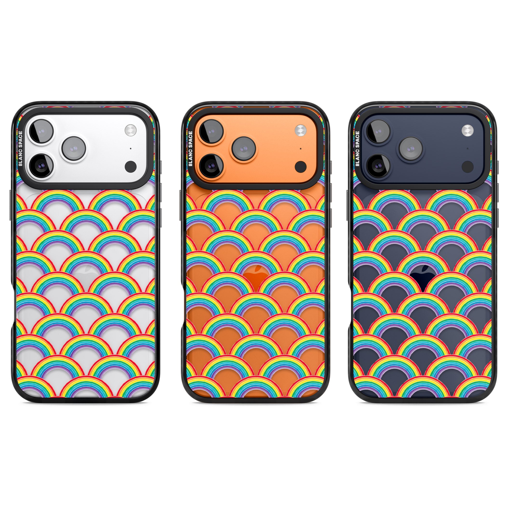 Rainbow Arc Pattern iPhone 17 Pro Impact Black Phone Case APT Impact Protection