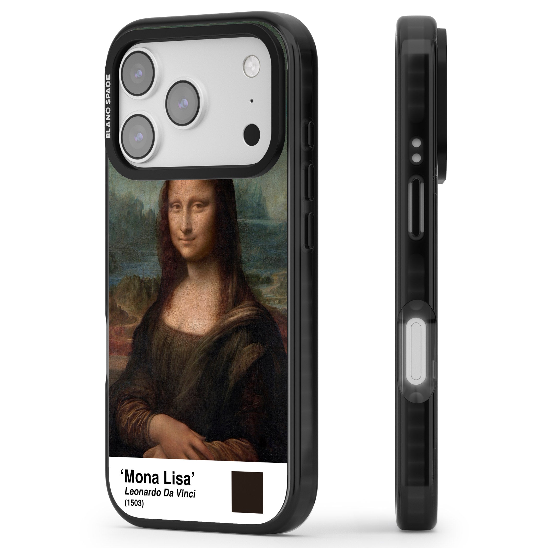 Mona Lisa iPhone 17 Pro Max Impact Black Phone Case Side Profile