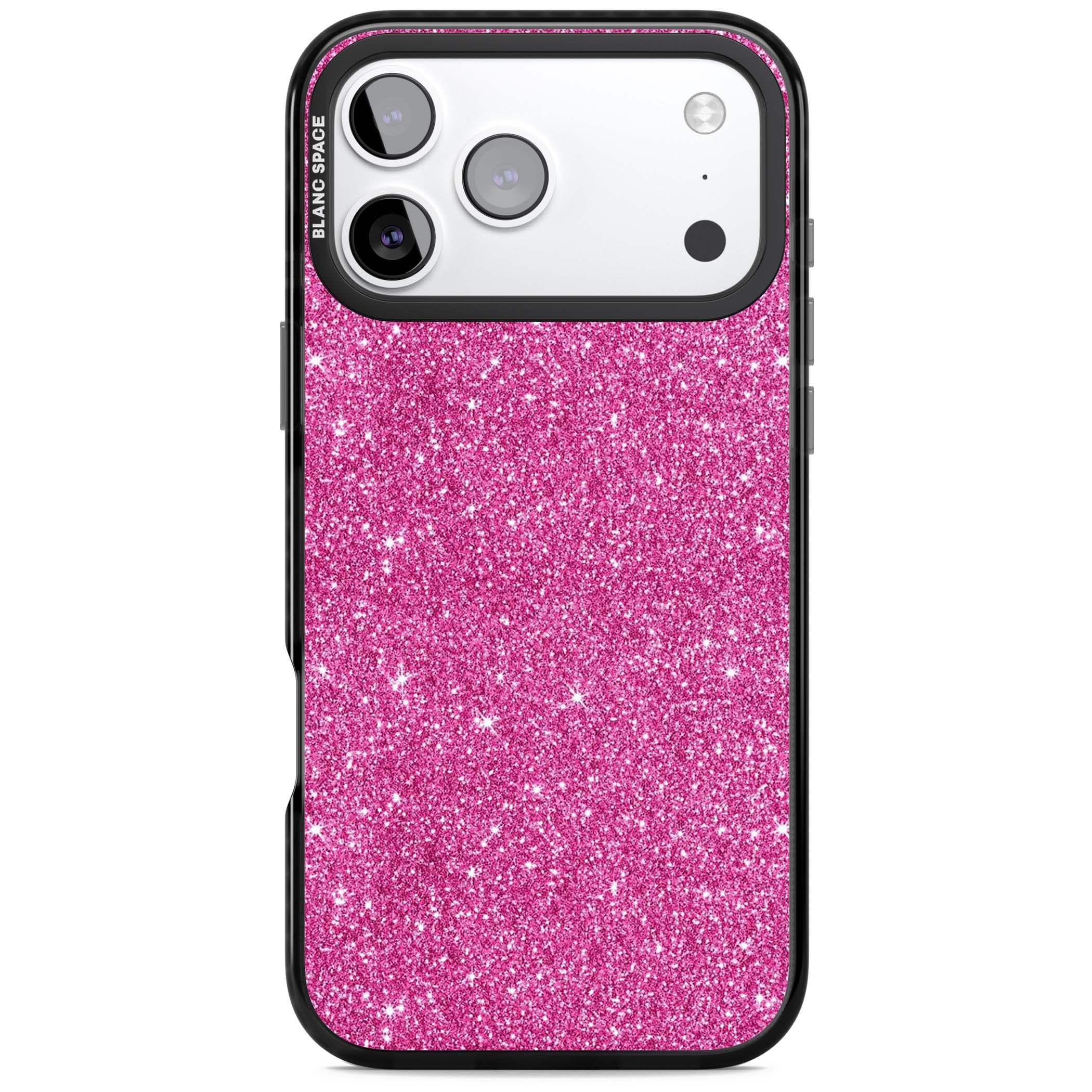 Pink Glitter Y2K iPhone case featuring hot pink glitter wallpaper with sparkle shimmer effect | Clear Impact case for iPhone 17 Pro, iPhone 17 Pro Max