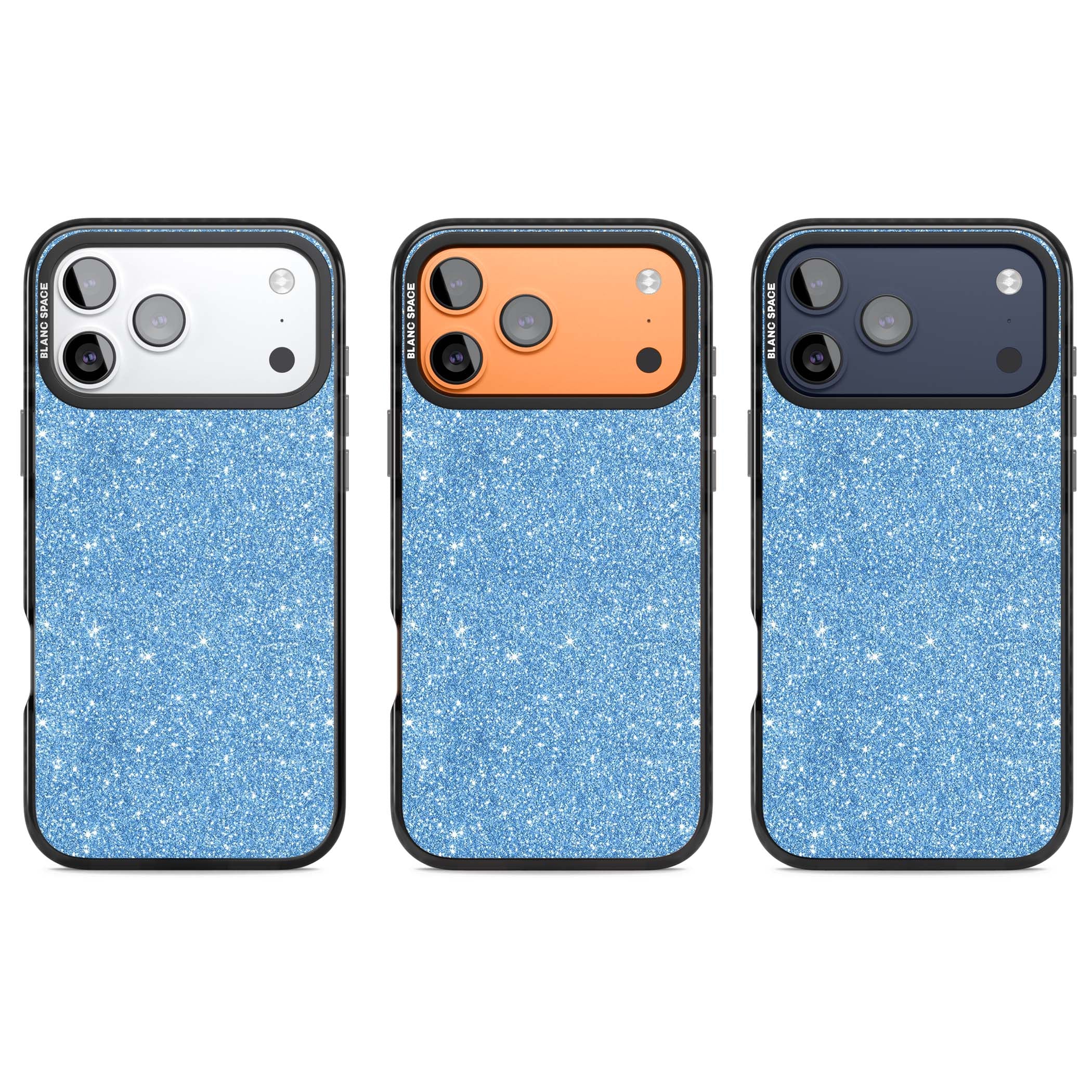 Blue Glitter blue glitter iPhone case featuring dense sparkling cerulean glitter with a glamorous shimmering finish | Clear Impact case for iPhone 17 Pro, iPhone 17 Pro Max