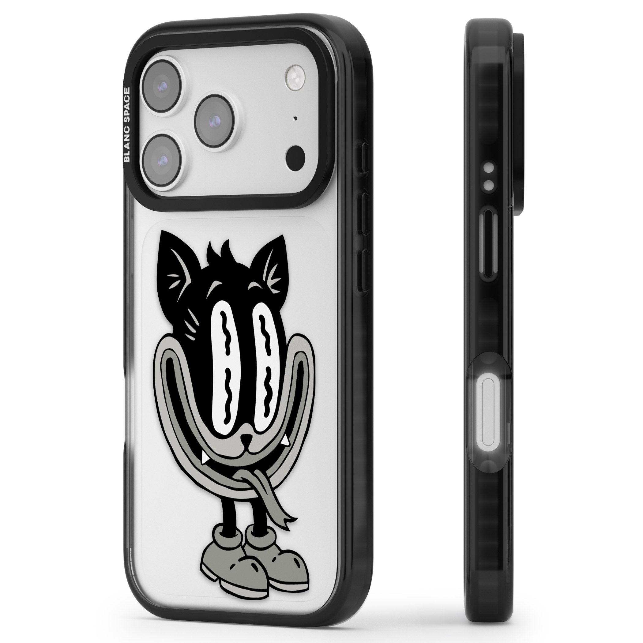 Faded Feline iPhone 17 Pro Max Impact Black Phone Case Side Profile