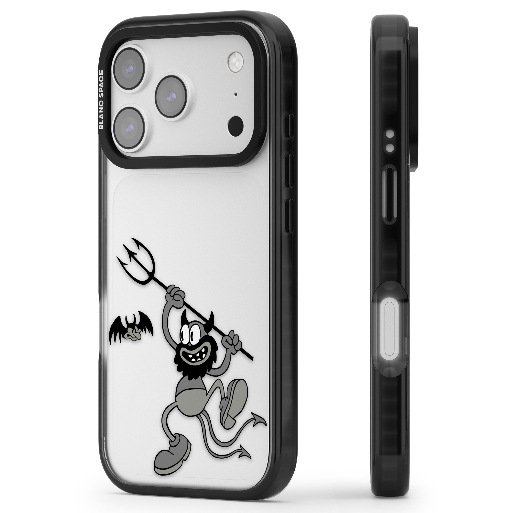 Dancing Devil iPhone 17 Pro Max Impact Black Phone Case Side Profile