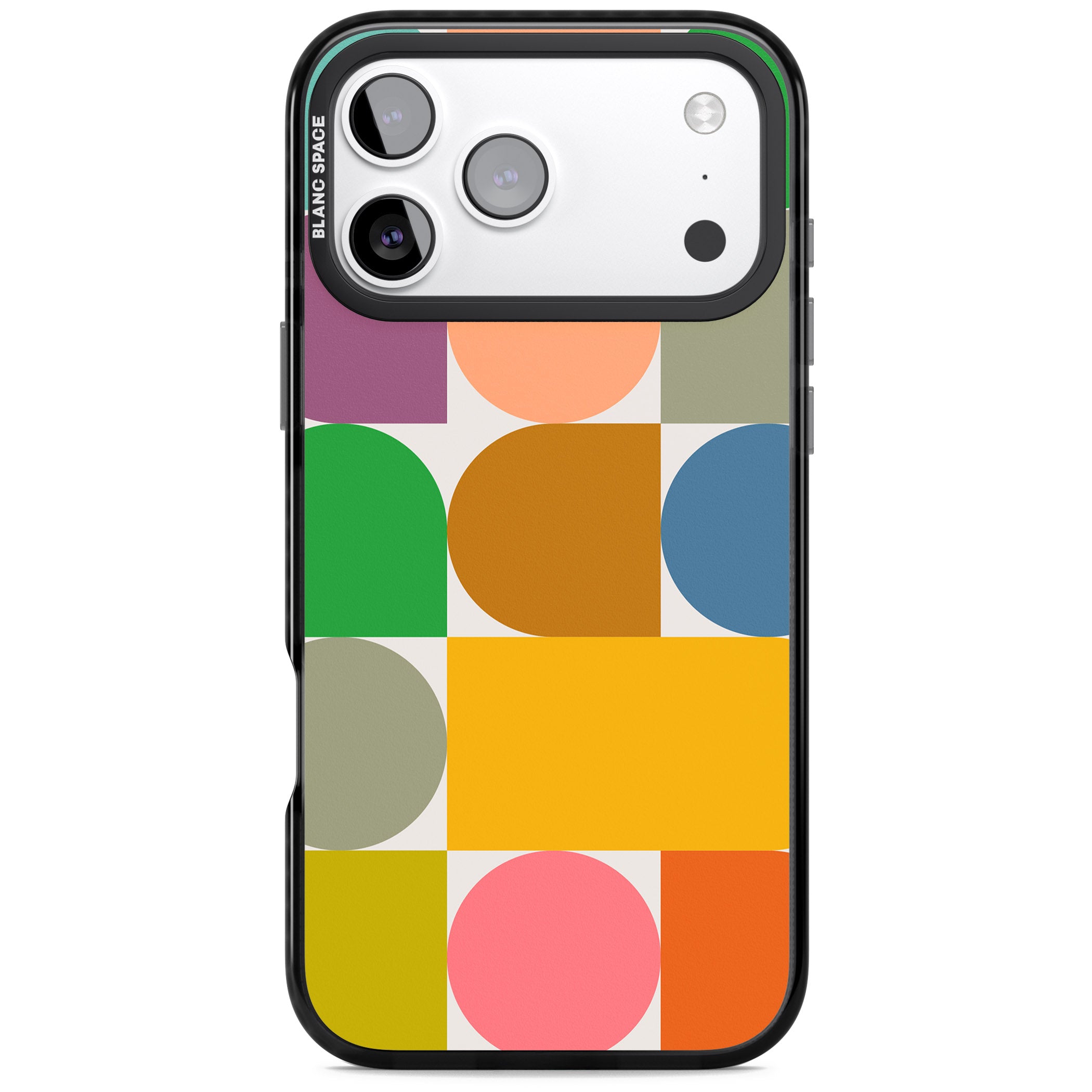 Retro Colorful Shapes iPhone 17 Pro Max Impact Black Phone Case