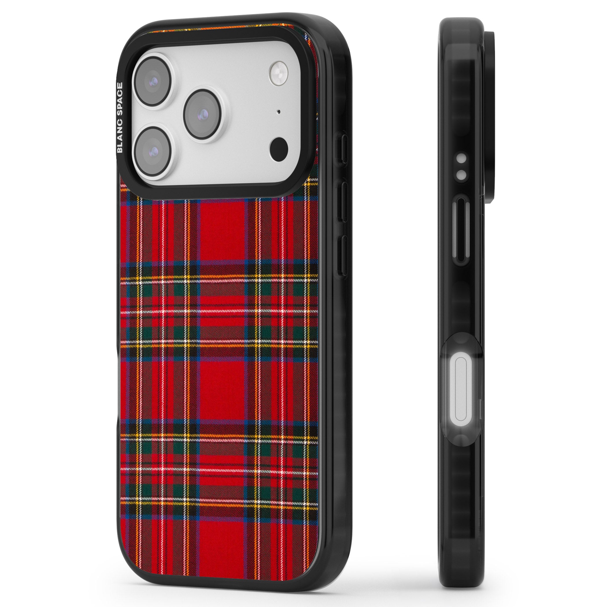 Royal Stewart Tartan iPhone 17 Pro Max Impact Black Phone Case Side Profile