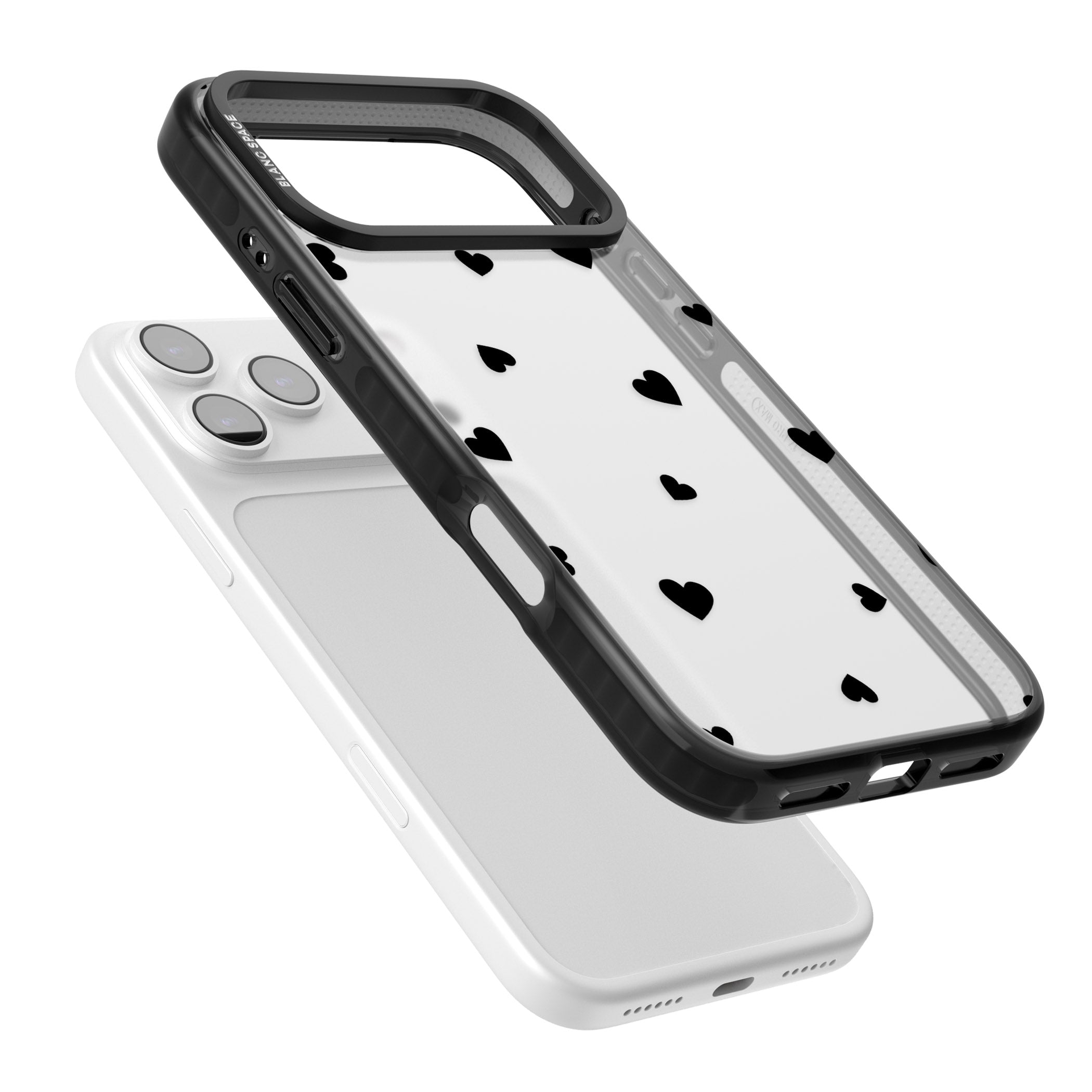 Black Hearts iPhone 17 Pro Max Impact Black Phone Case Colours