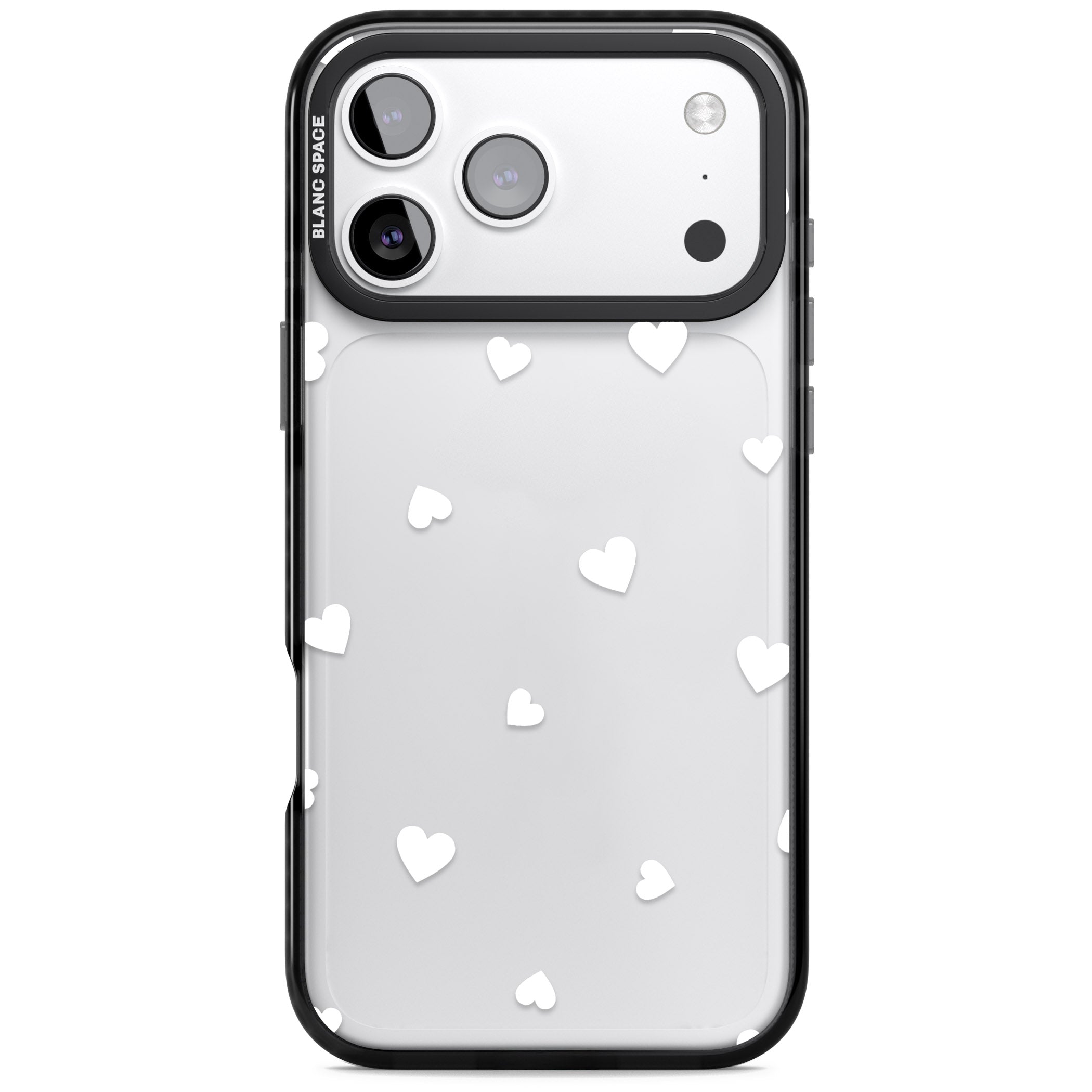 White Hearts iPhone 17 Pro Max Impact Black Phone Case