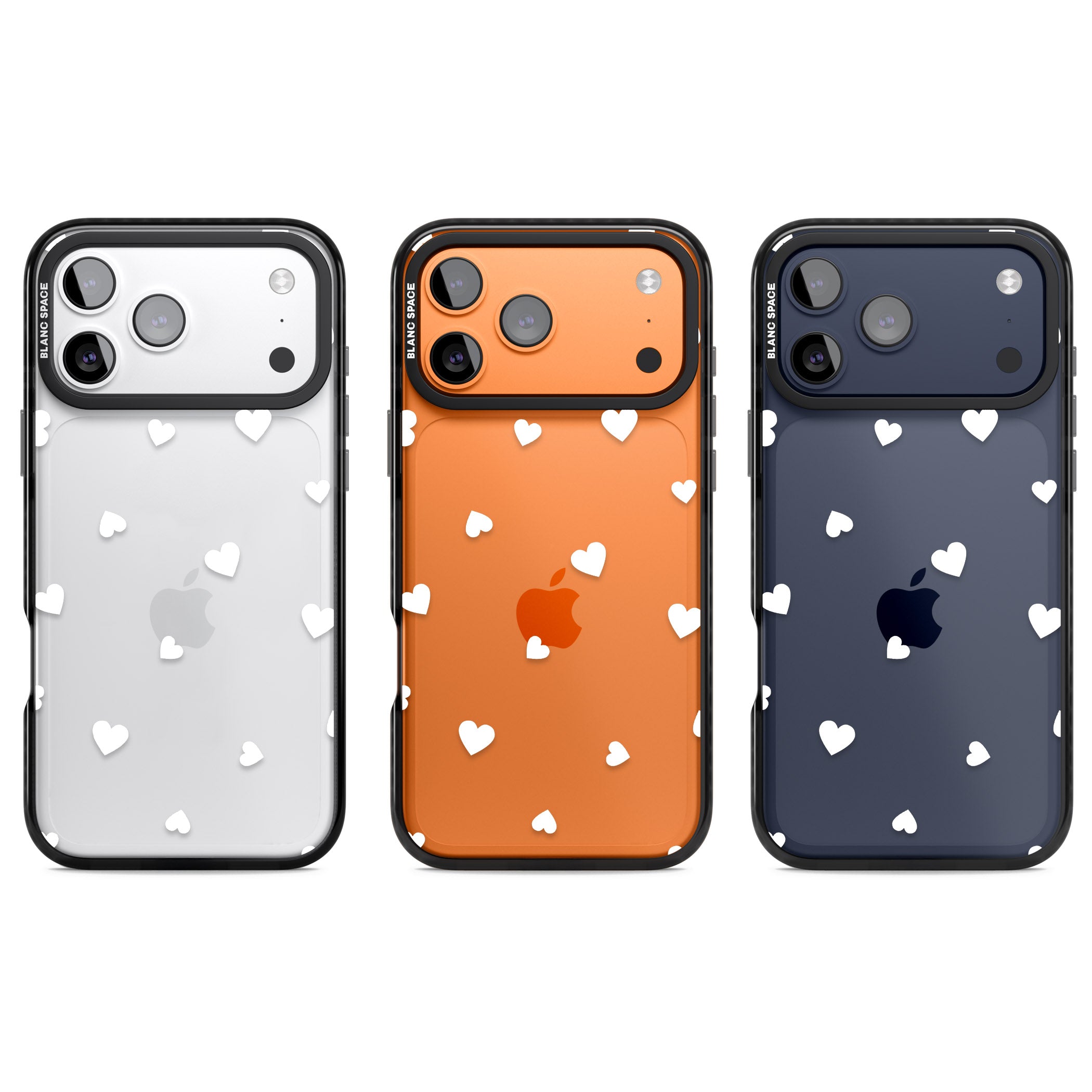 White Hearts iPhone 17 Pro Impact Black Phone Case APT Impact Protection