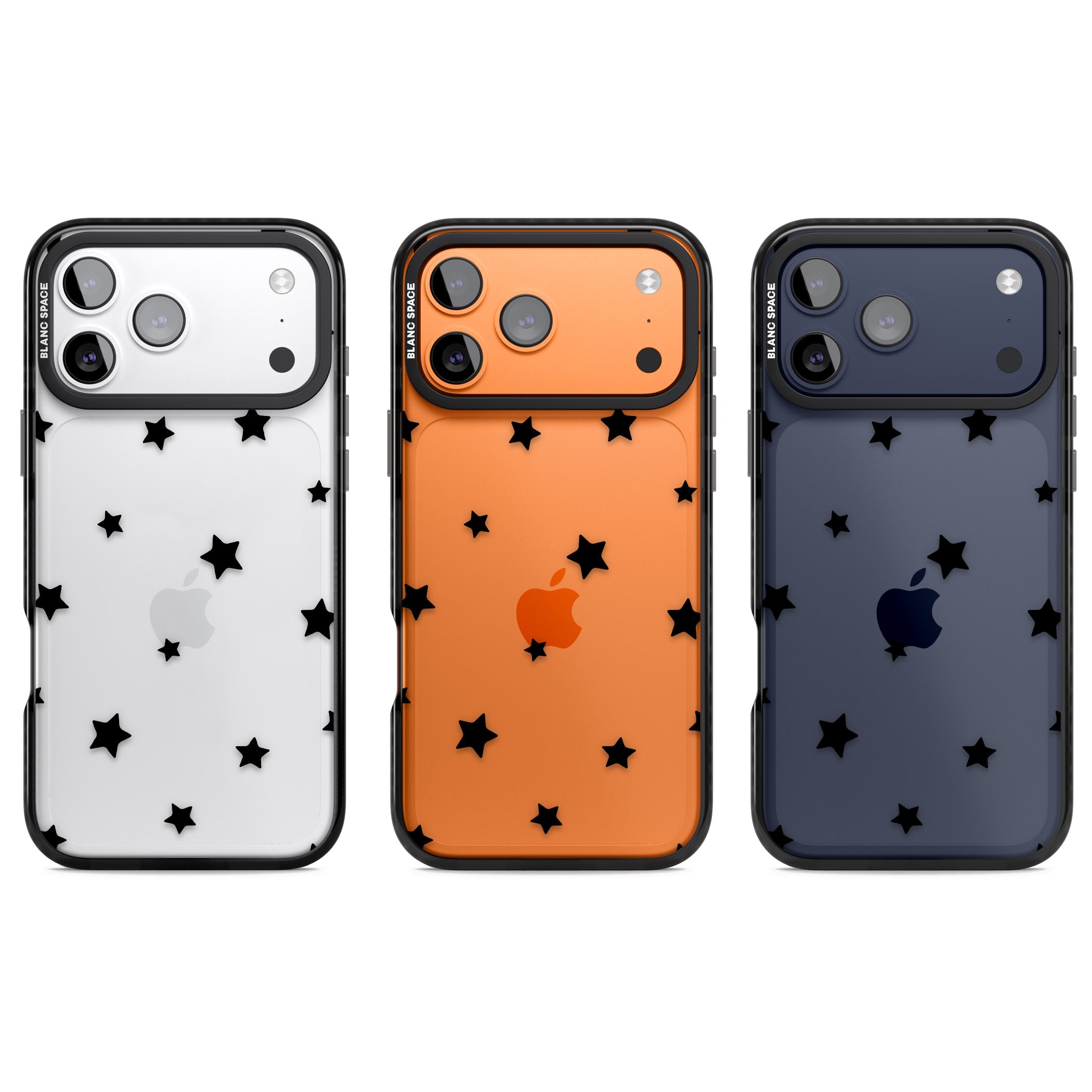 Starry Night Black Stars iPhone 17 Pro Impact Black Phone Case APT Impact Protection