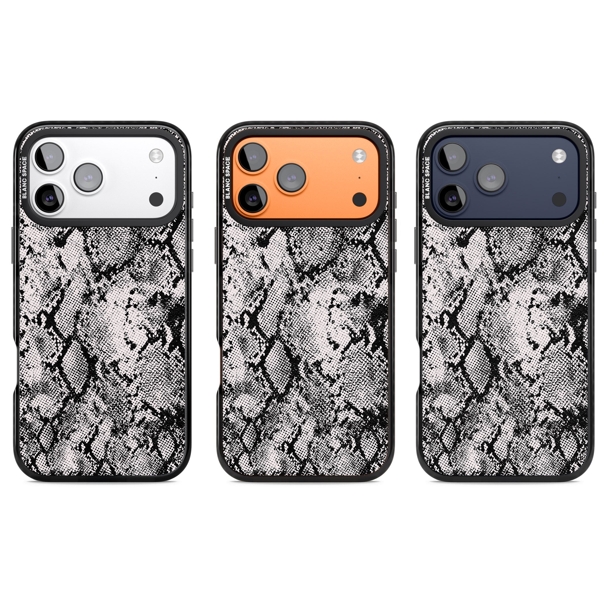 Pastel Snakeskin Grey iPhone 17 Pro Impact Black Phone Case APT Impact Protection