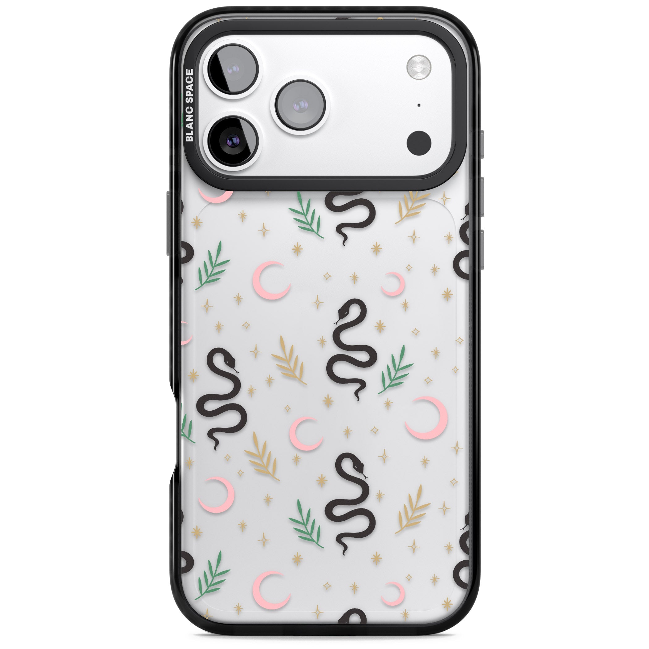 Snake & Moon Pattern iPhone 17 Pro Max Impact Black Phone Case