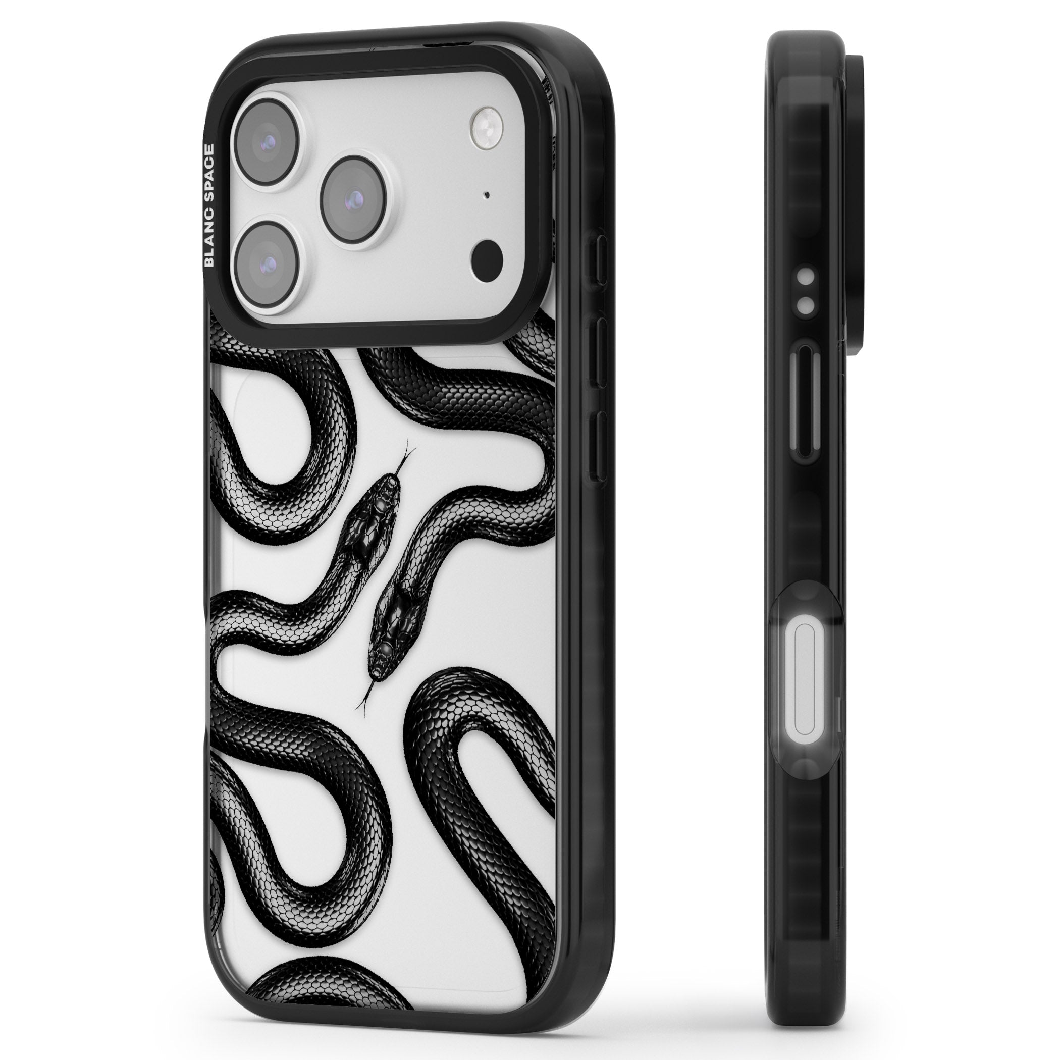 Black Kingsnake iPhone 17 Pro Max Impact Black Phone Case Side Profile