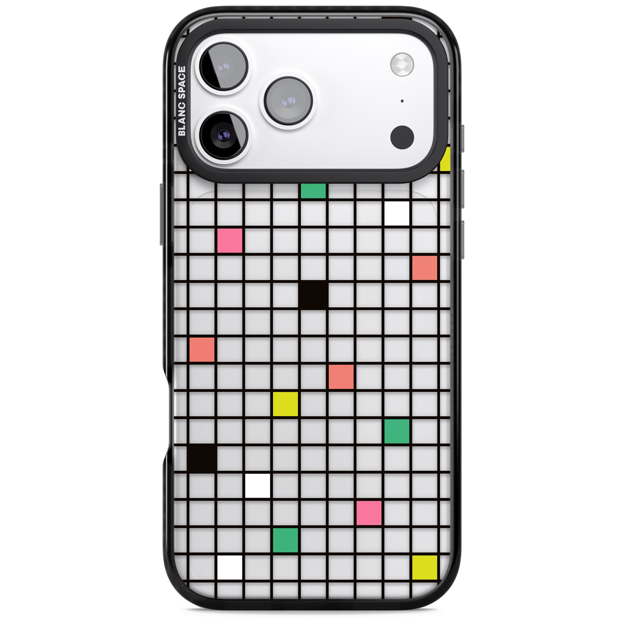 Vibrant Clear Geometric Grid iPhone 17 Pro Max Impact Black Phone Case