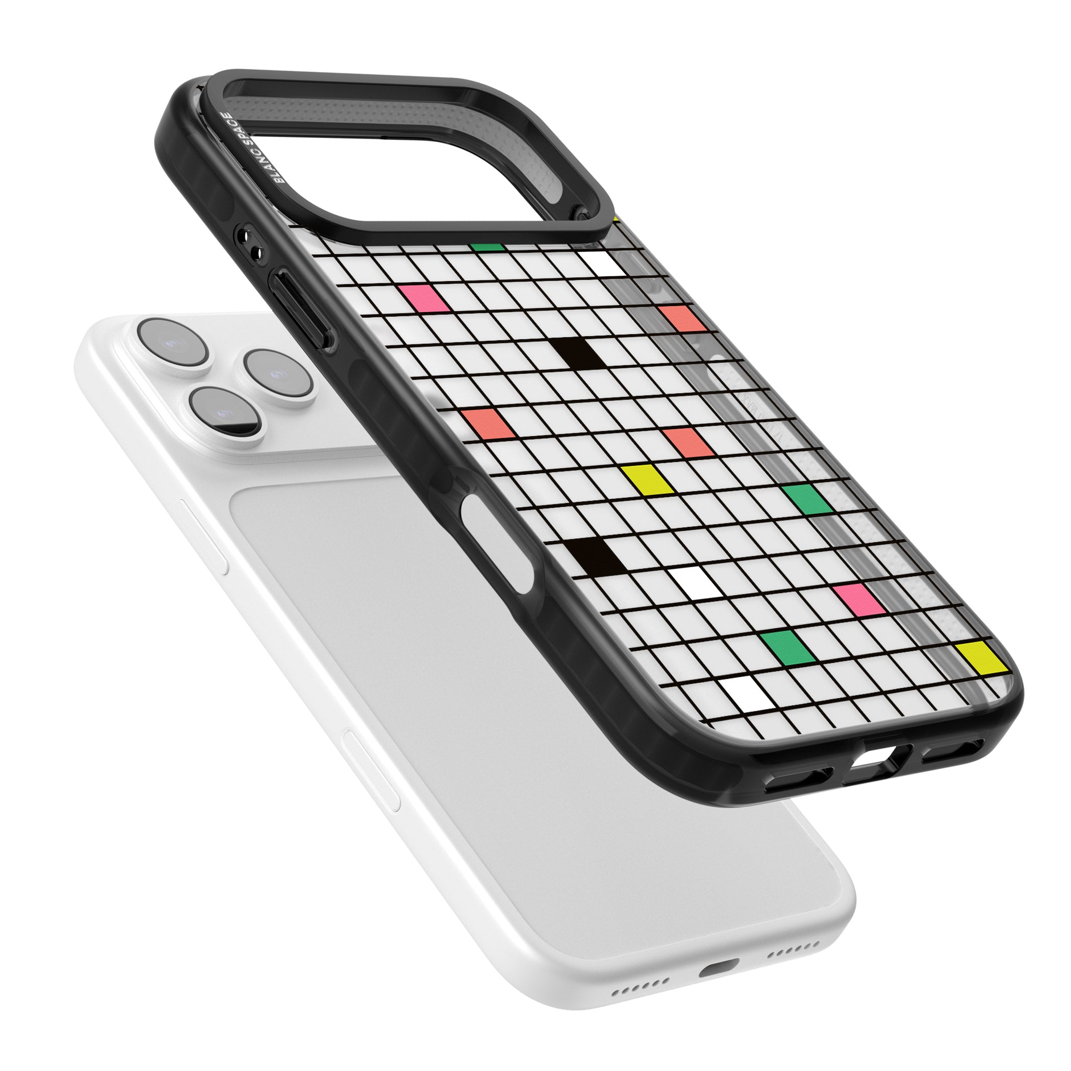 Vibrant Clear Geometric Grid iPhone 17 Pro Max Impact Black Phone Case Colours