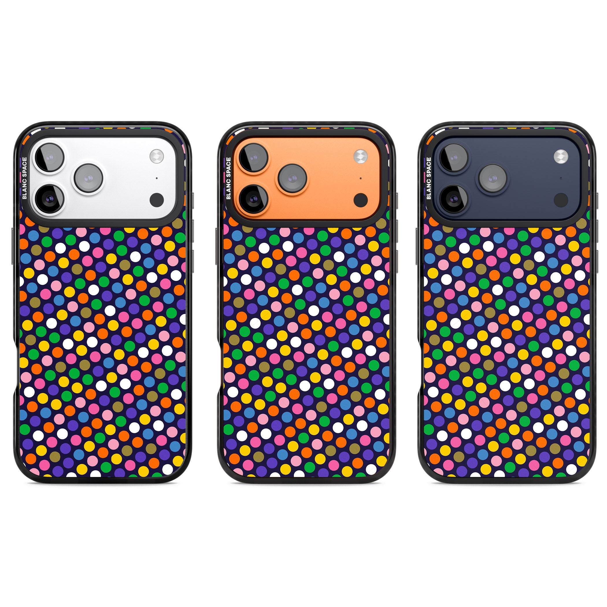 Multicolour Polka Dot Fiesta (Purple) iPhone 17 Pro Impact Black Phone Case APT Impact Protection