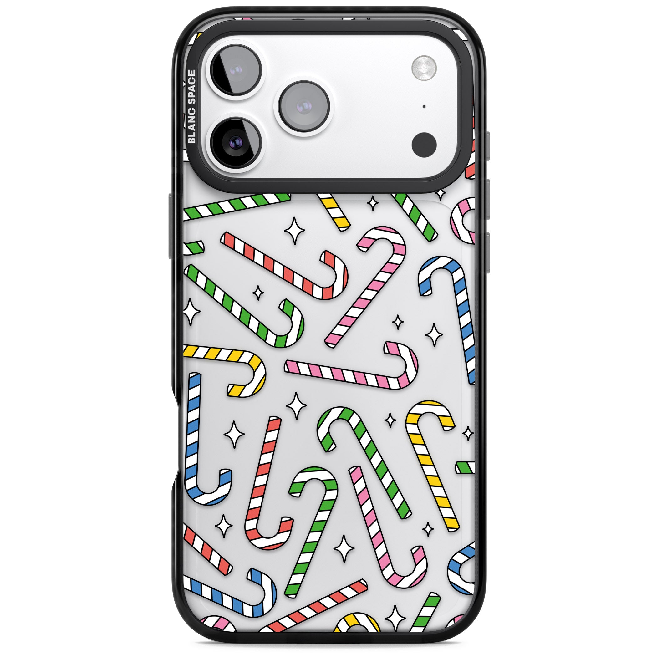 Colourful Stars & Candy Canes iPhone 17 Pro Max Impact Black Phone Case