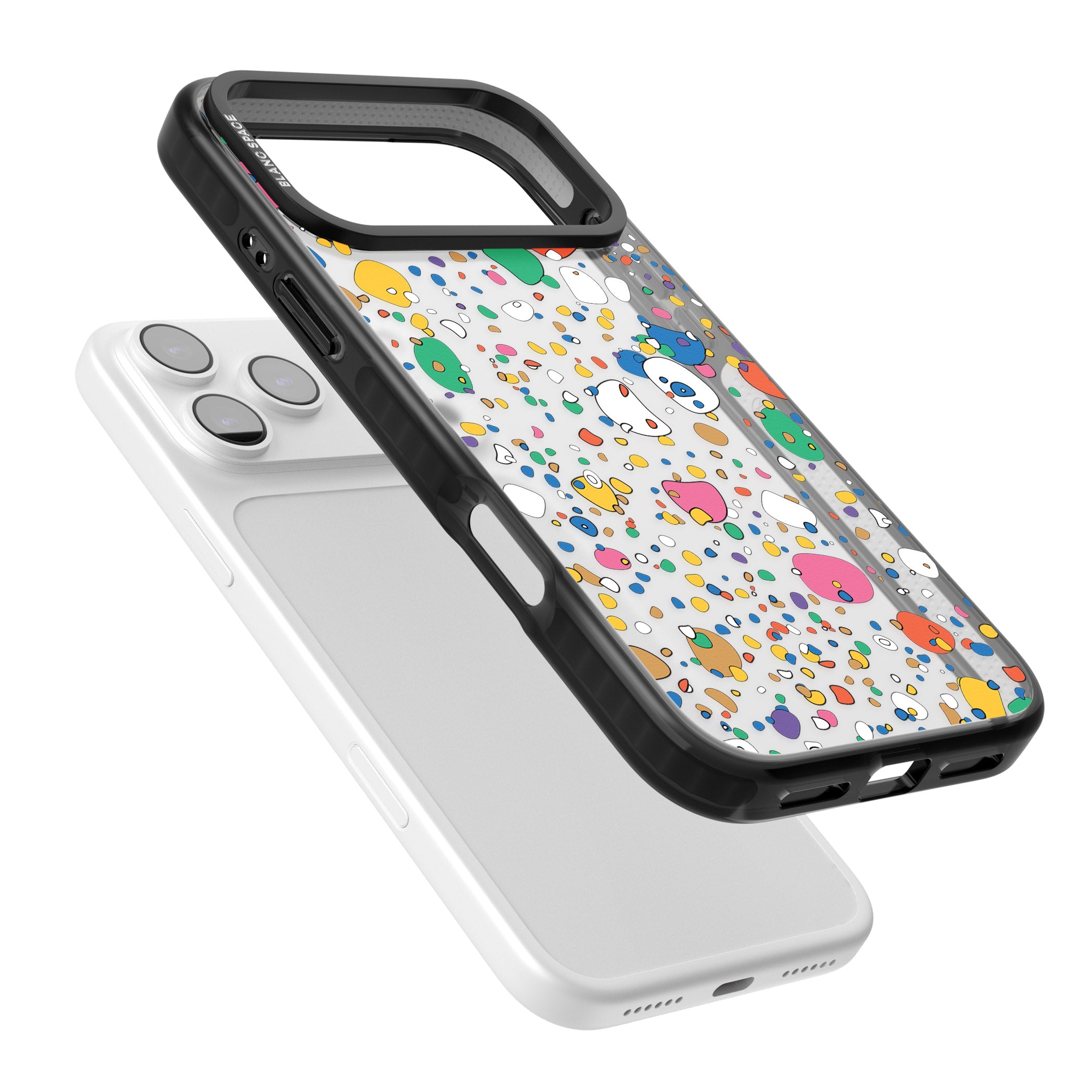 Colourful Confetti Pebbles iPhone 17 Pro Max Impact Black Phone Case Colours