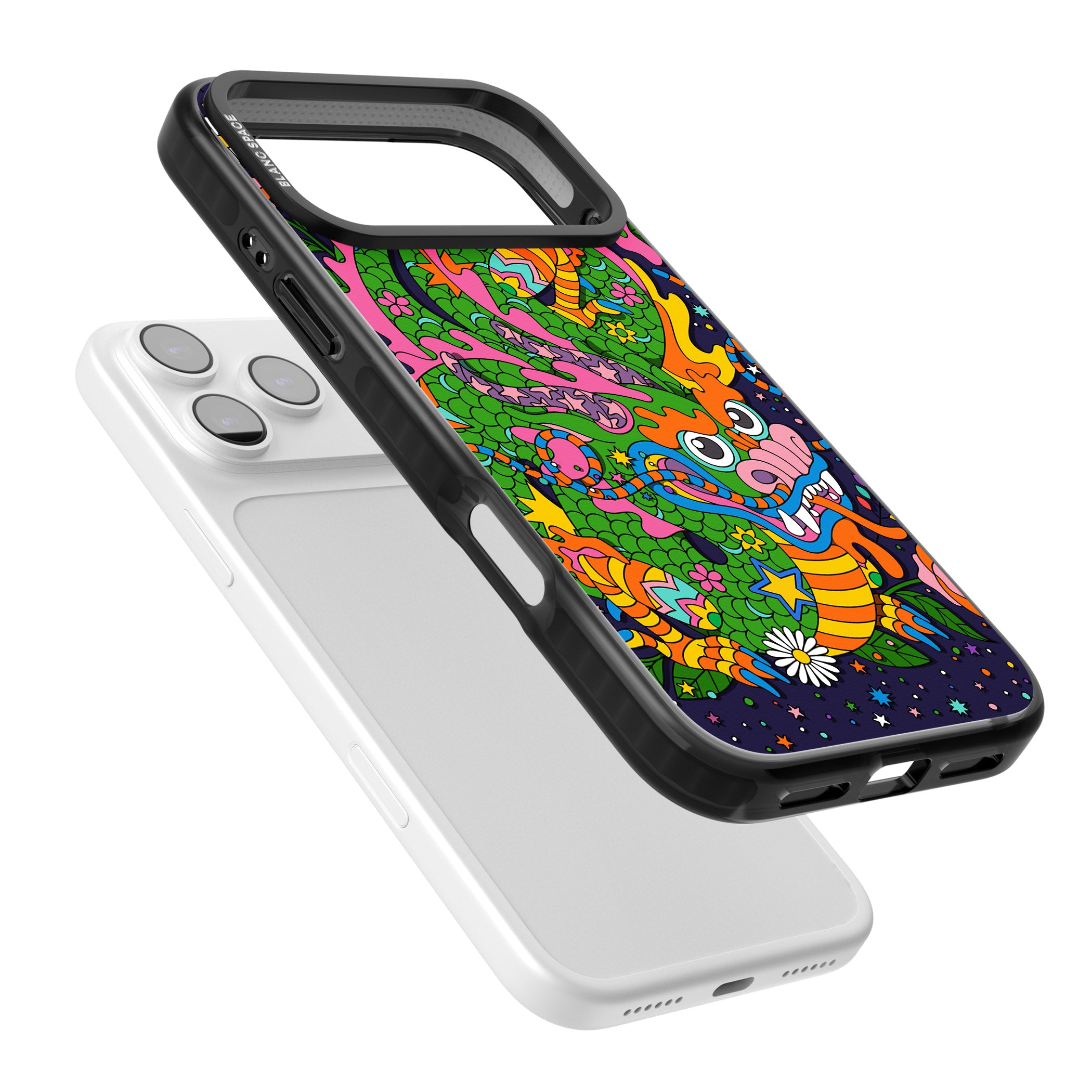 Psychedelic Jungle Dragon (Purple) iPhone 17 Pro Max Impact Black Phone Case Colours