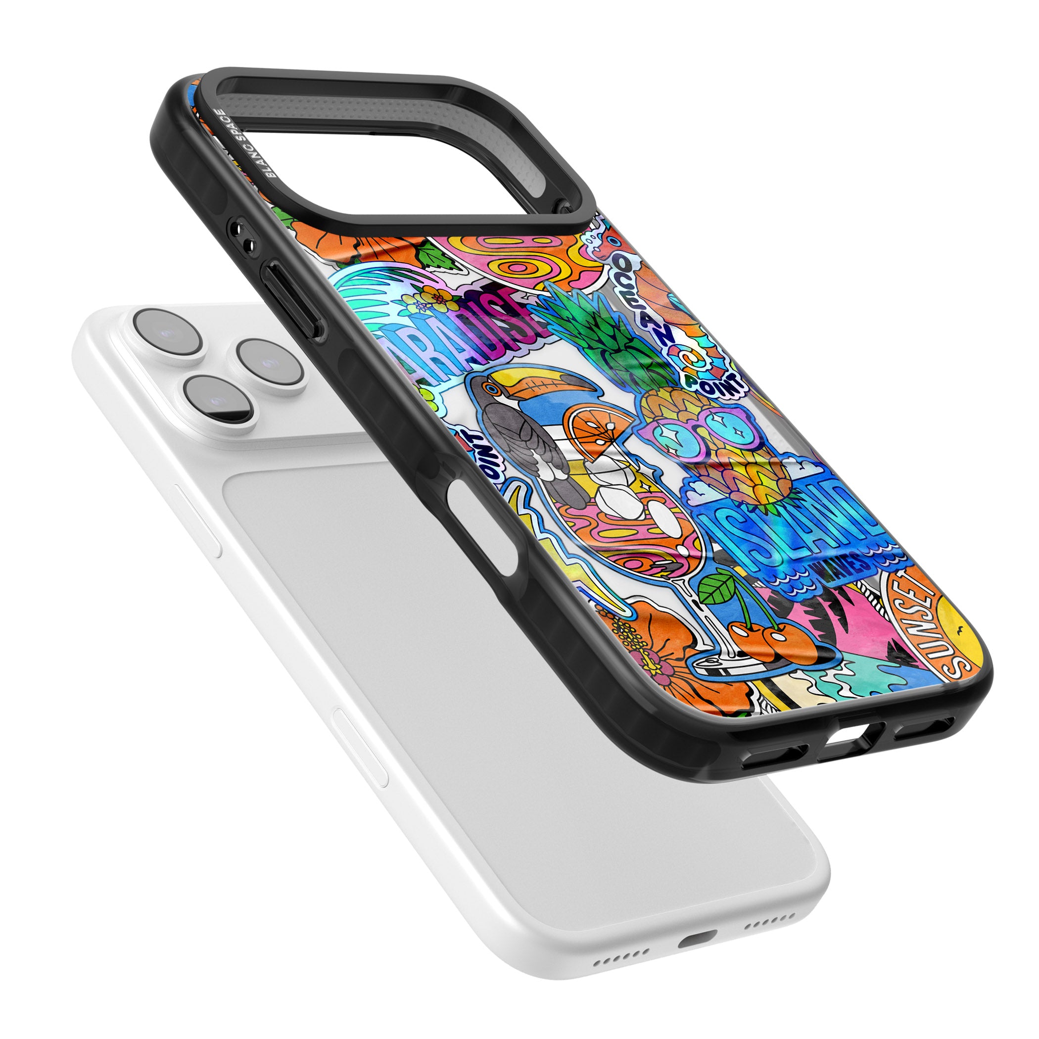 Tropical Vibes Collage iPhone 17 Pro Max Impact Black Phone Case Colours