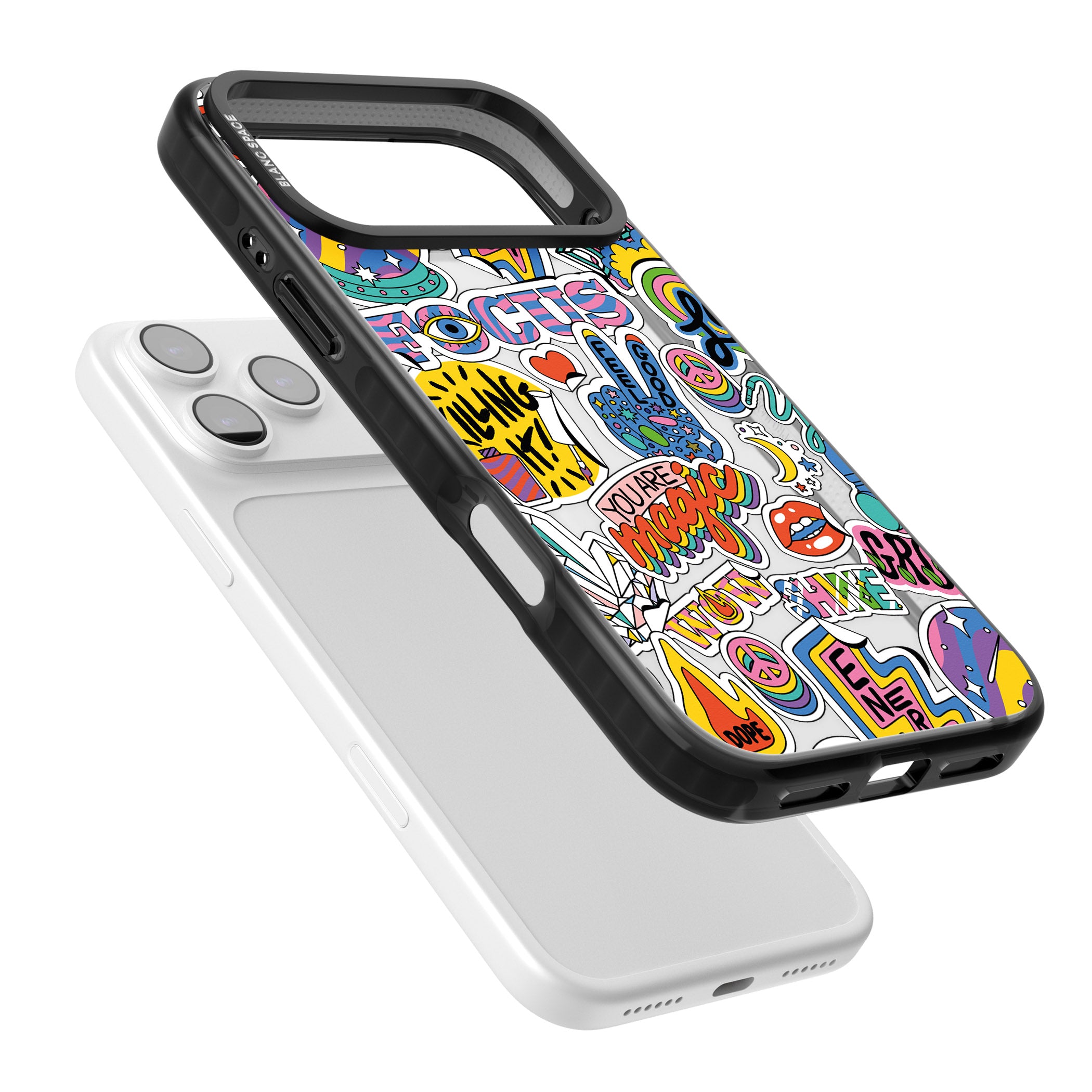Magic Sticker Collage iPhone 17 Pro Max Impact Black Phone Case Colours