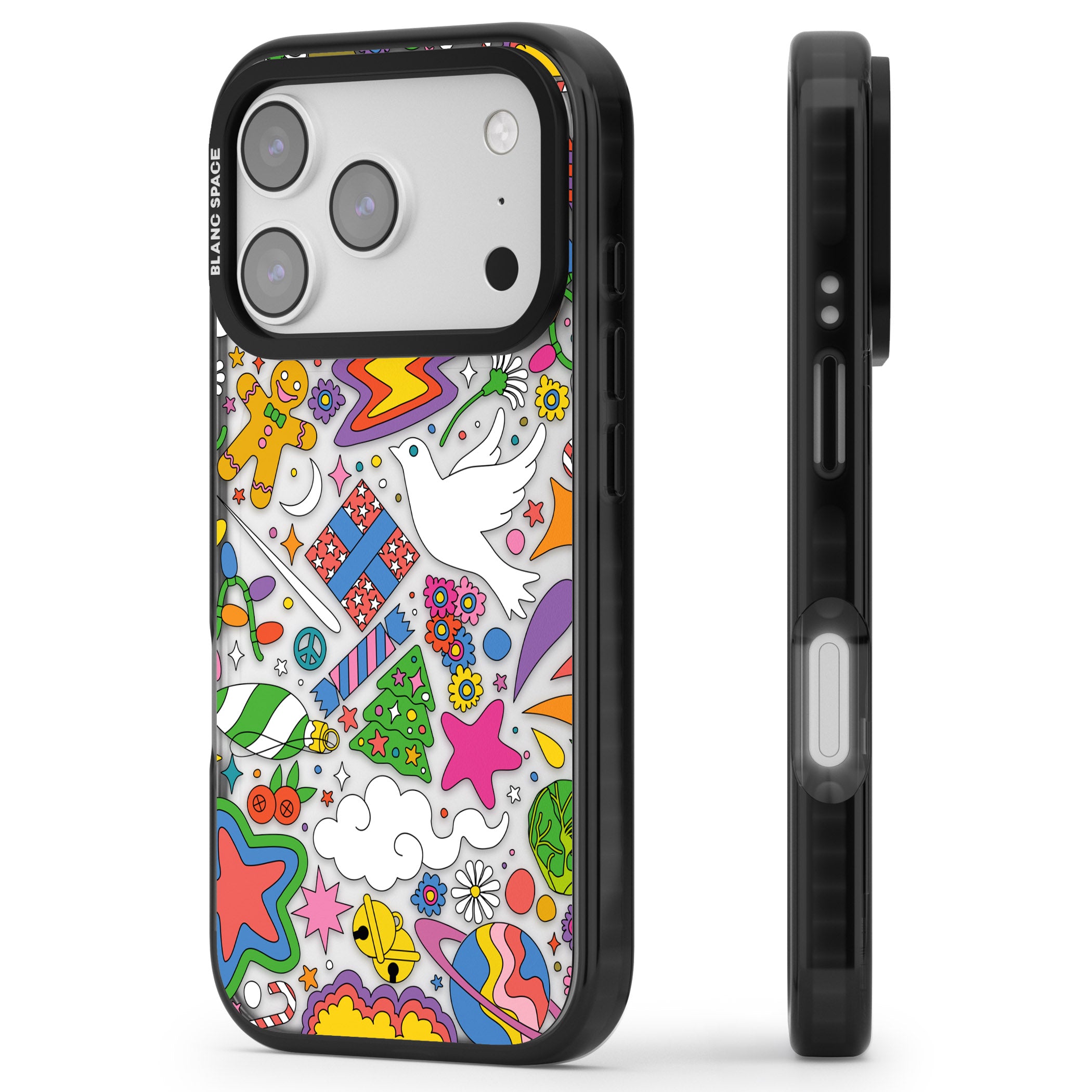 Whimsical Wonderland iPhone 17 Pro Max Impact Black Phone Case Side Profile