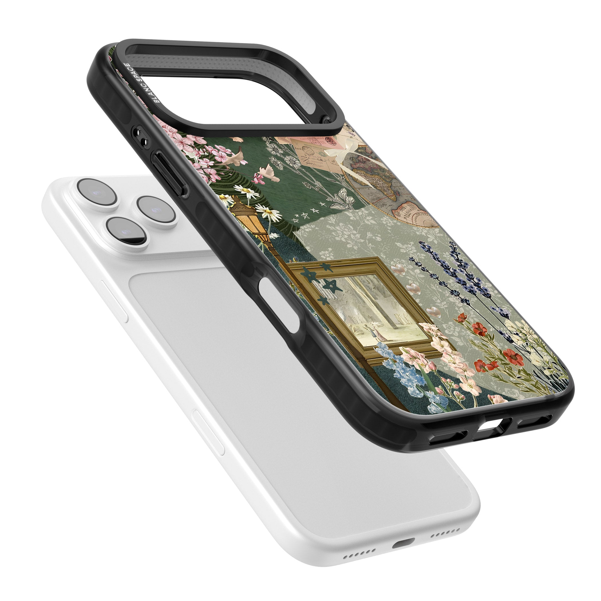 Vintage Spring Collage iPhone 17 Pro Max Impact Black Phone Case Colours