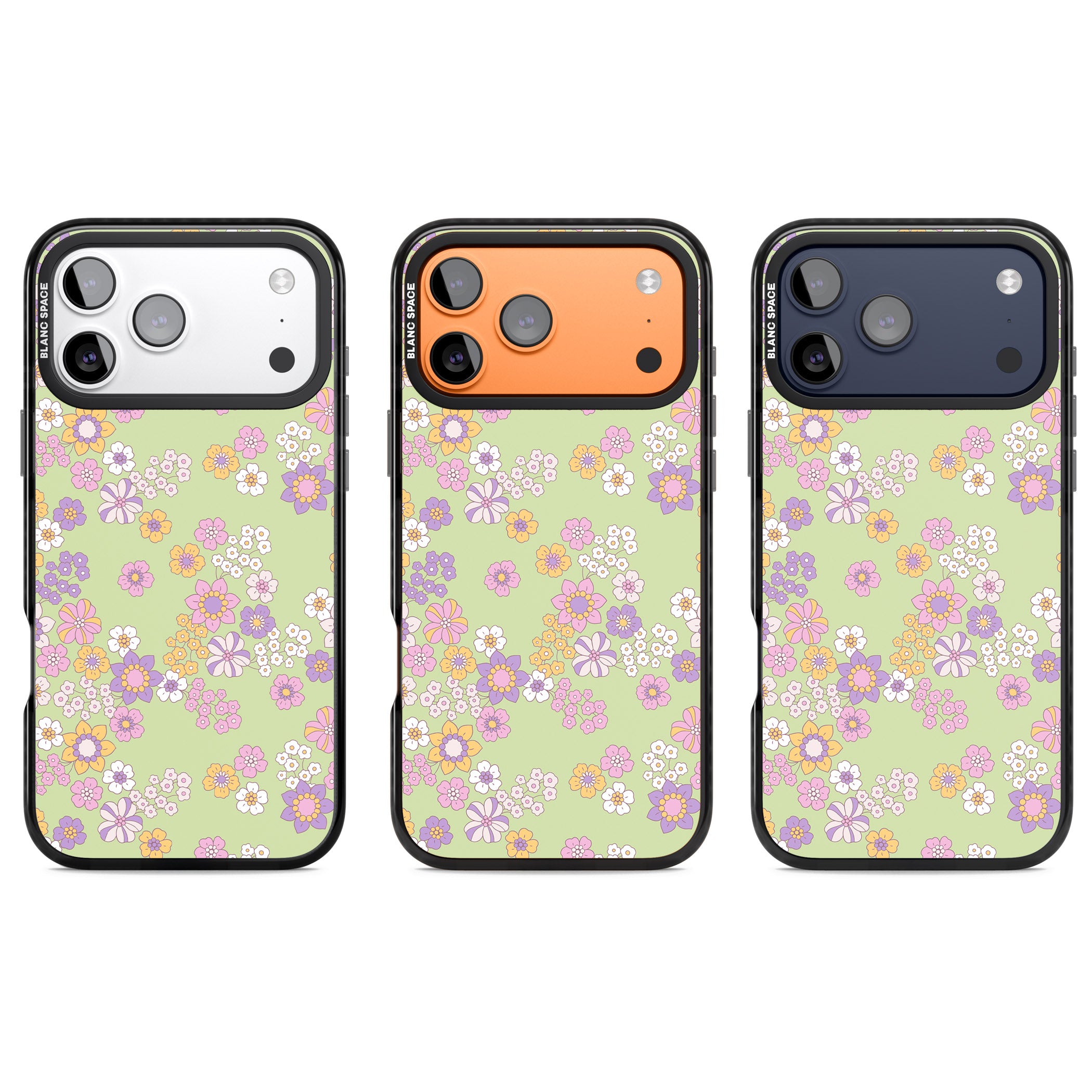 Grass Green Flowers iPhone 17 Pro Impact Black Phone Case APT Impact Protection