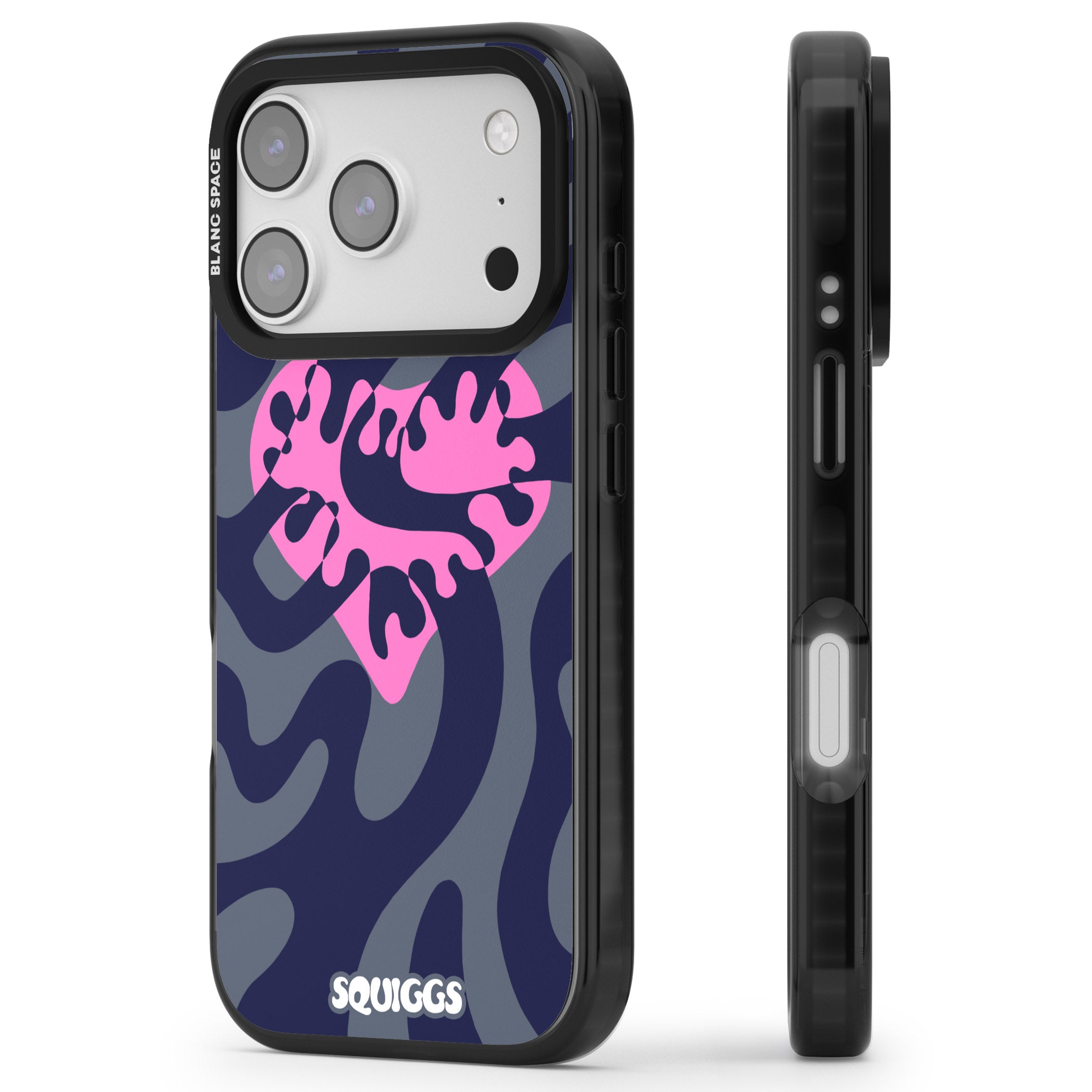Abstract Heart iPhone 17 Pro Max Impact Black Phone Case Side Profile