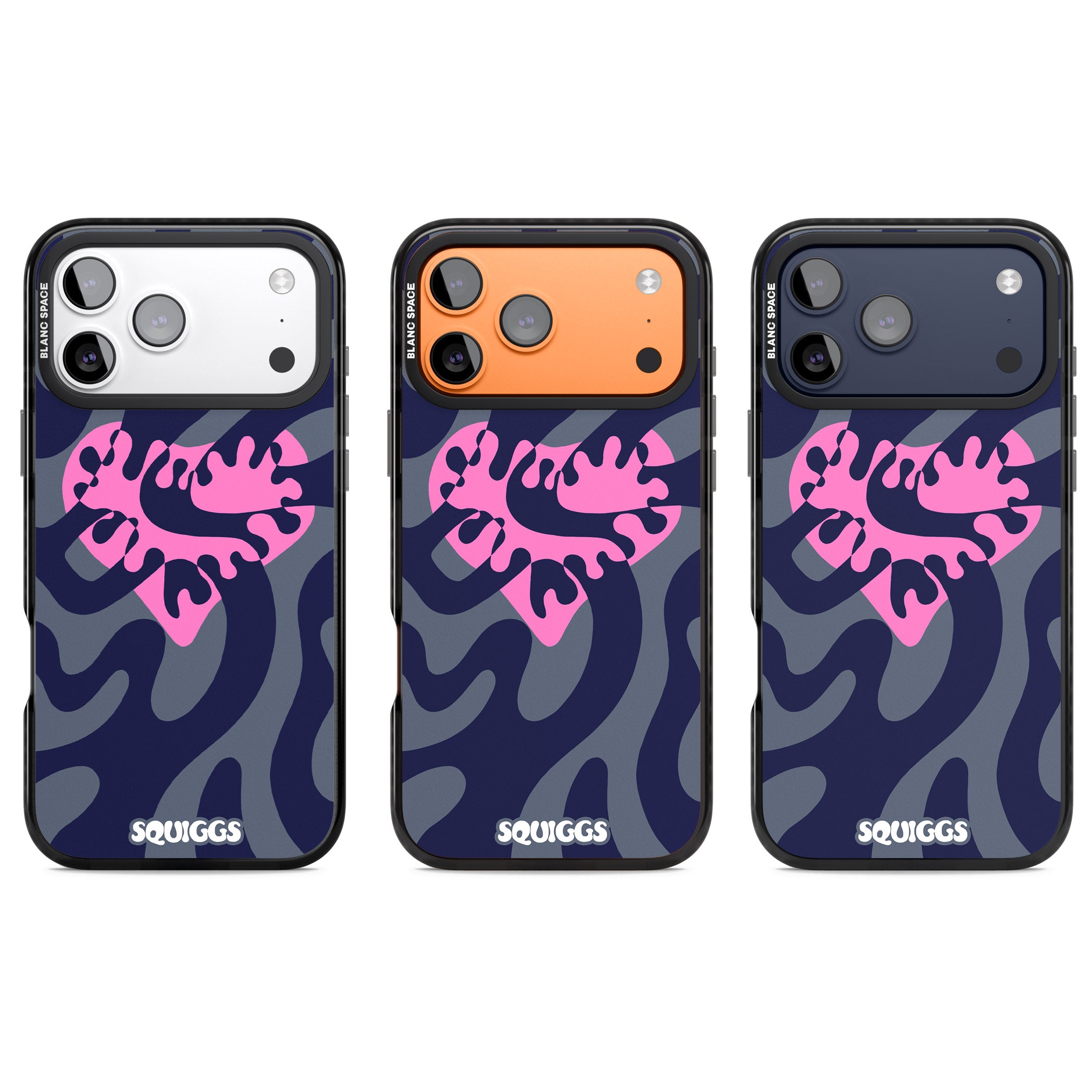 Abstract Heart iPhone 17 Pro Impact Black Phone Case APT Impact Protection