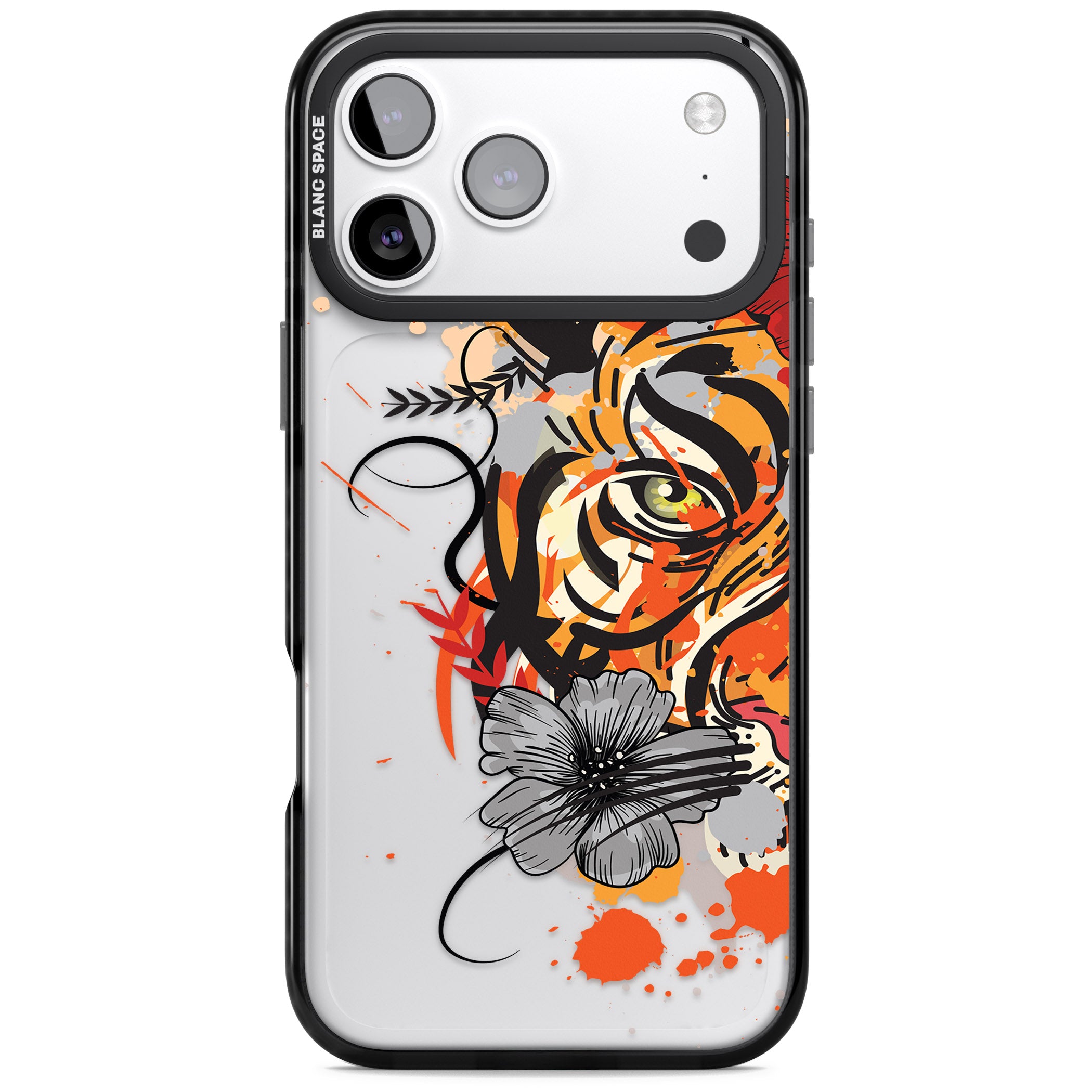 Sugar Skull Tiger iPhone 17 Pro Max Impact Black Phone Case