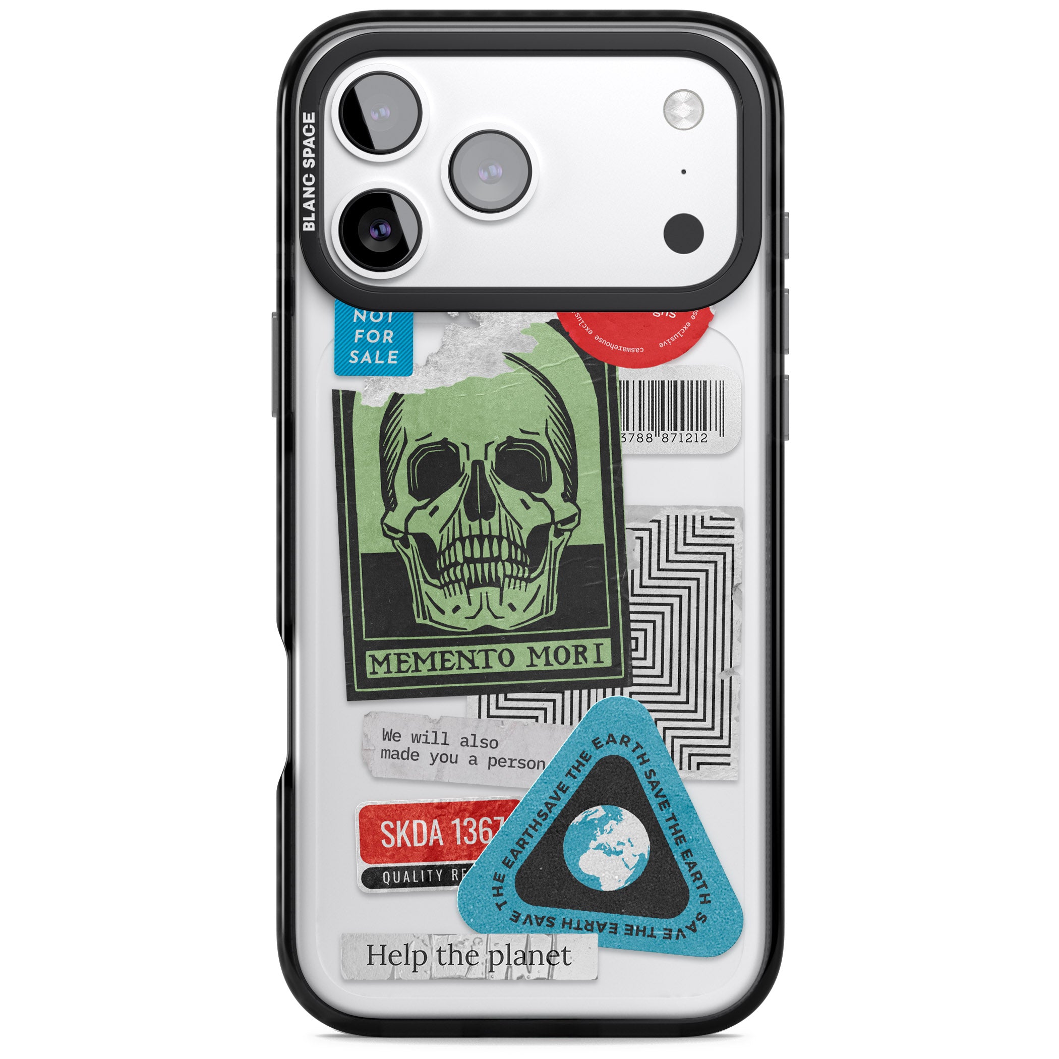 Skull Sticker Mix iPhone 17 Pro Max Impact Black Phone Case