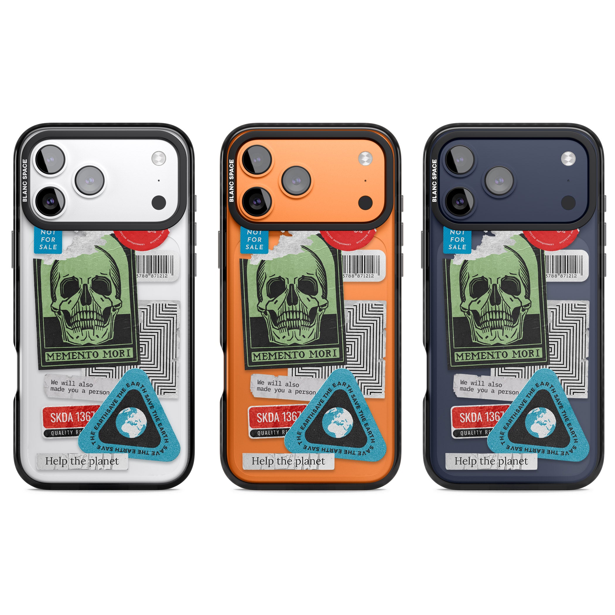 Skull Sticker Mix iPhone 17 Pro Impact Black Phone Case APT Impact Protection