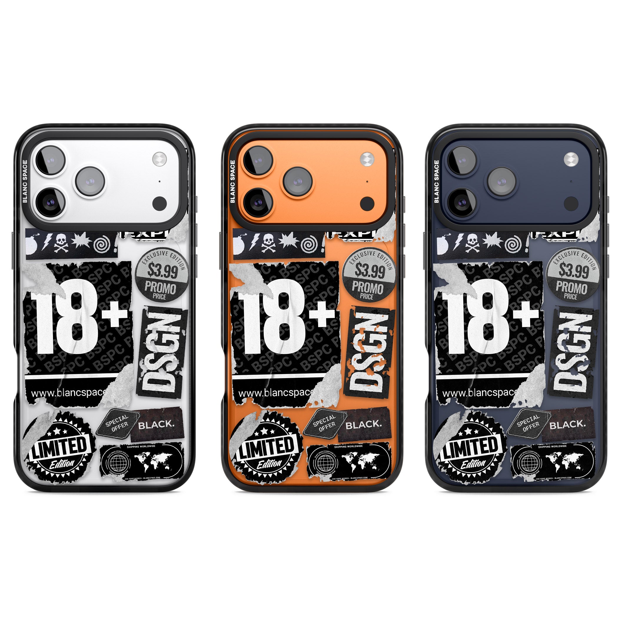 Black Sticker Mix iPhone 17 Pro Impact Black Phone Case APT Impact Protection