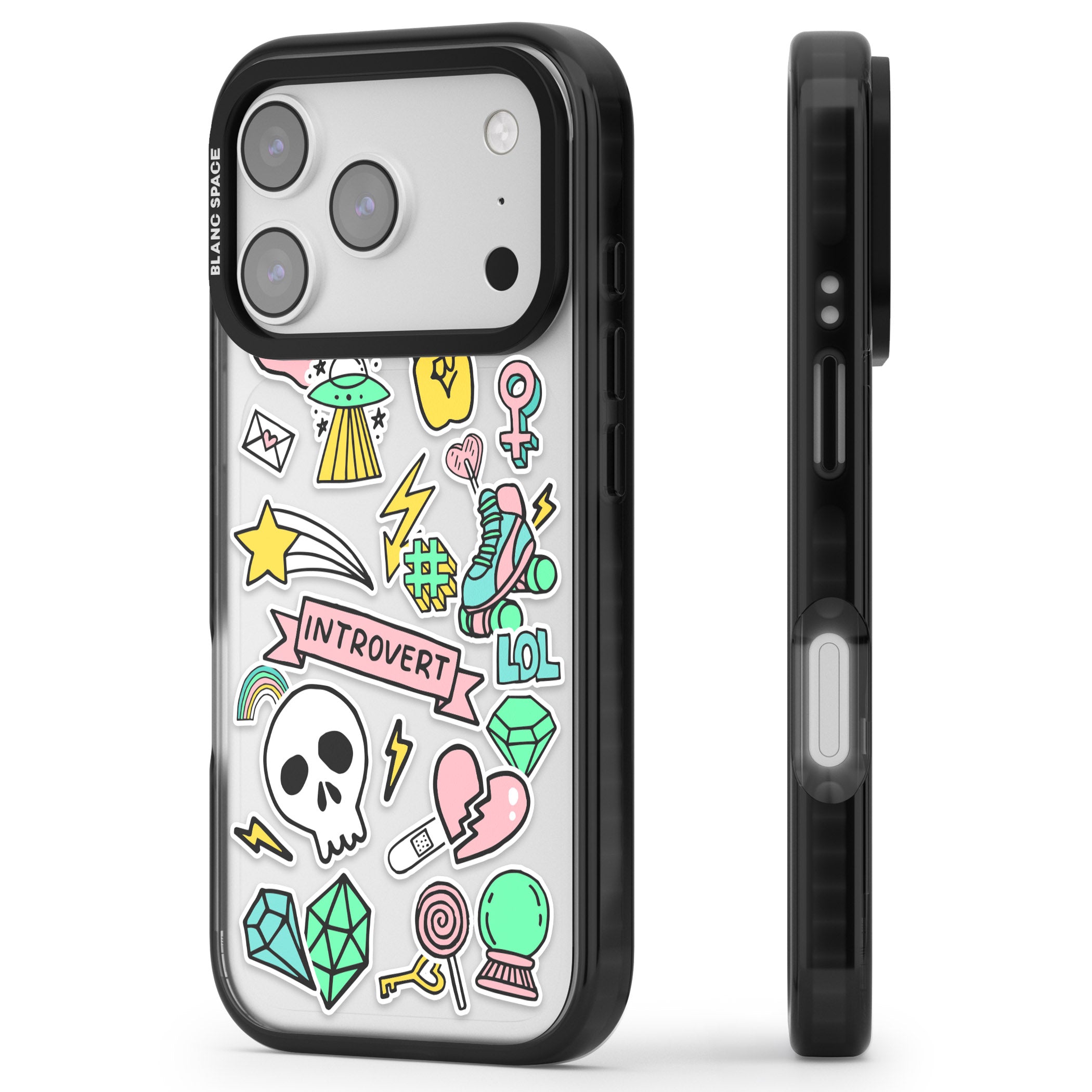 Introvert Sticker iPhone 17 Pro Max Impact Black Phone Case Side Profile